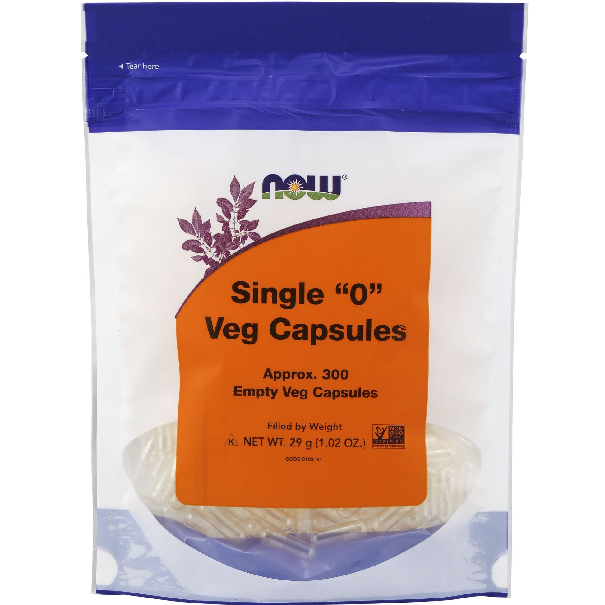 Approx. 300 Empty Veg Capsules | NOW Single 0 Vegetable Capsules