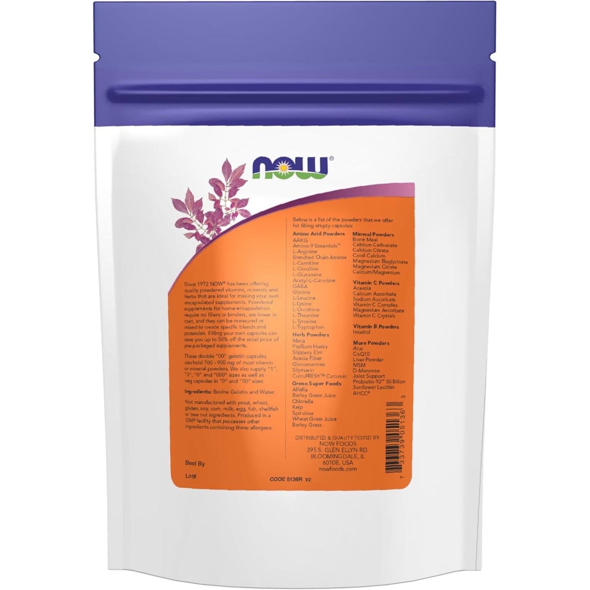 Approx. 250 mpty Gelatin Capsules | NOW Double "00" Gelatin Caps