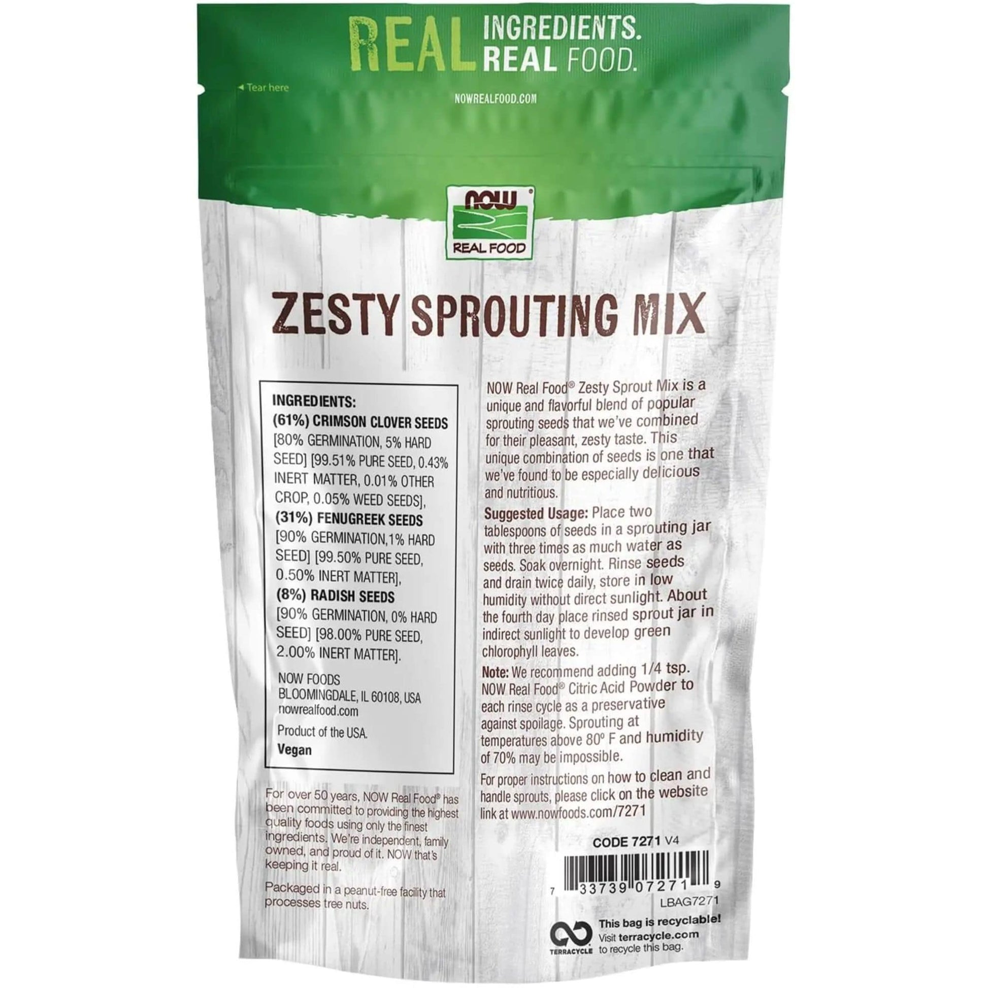 454g | NOW Real Food Zesty Sprouting Mix