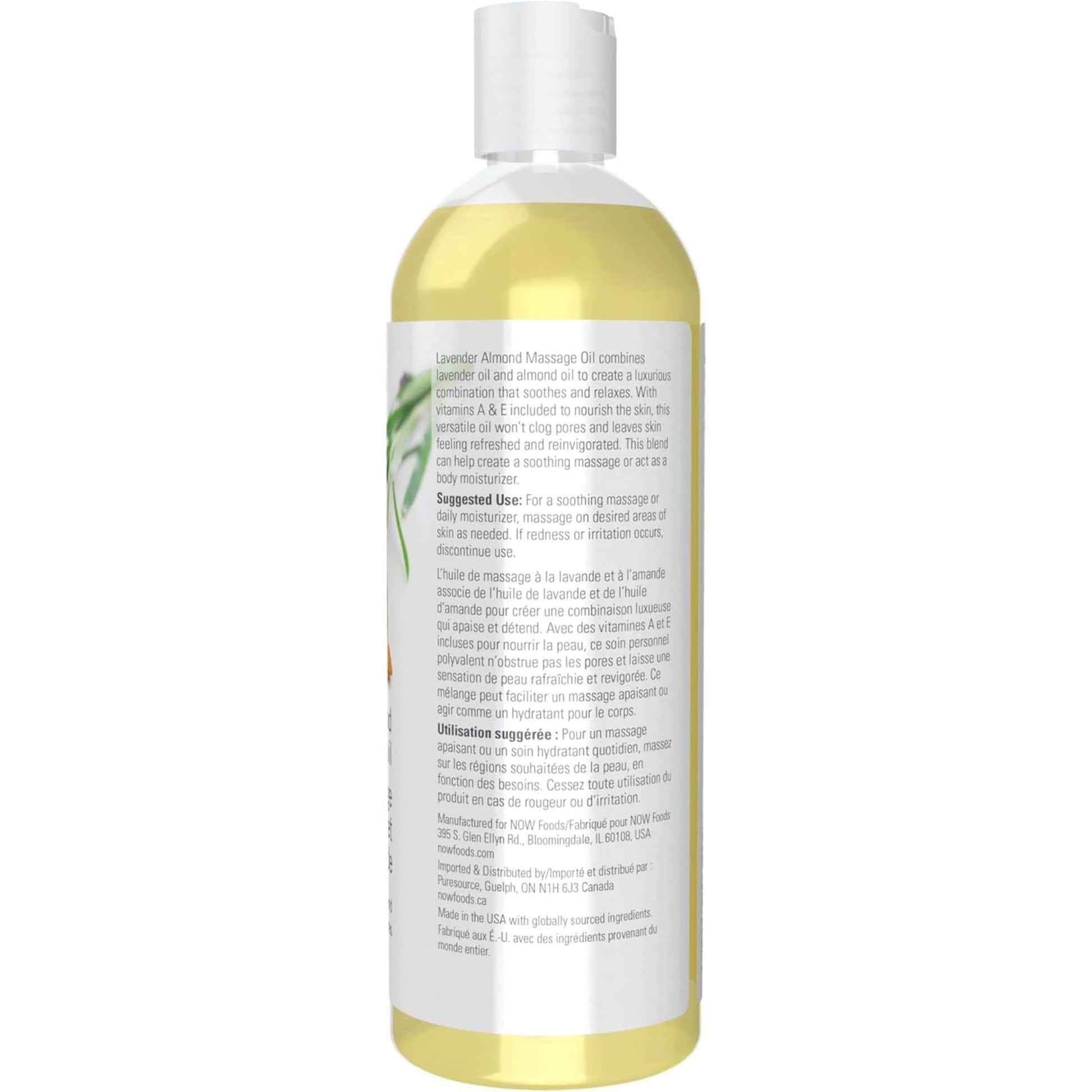 473mL | NOW Solutions Lavender Almond Massage Oil, Vitamin Infused Blend