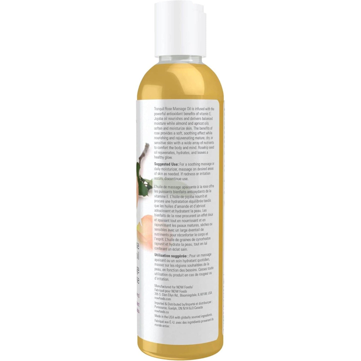 237mL | NOW Solutions Tranquil Rose Massage Oil, Skin Rejuvenating Blend