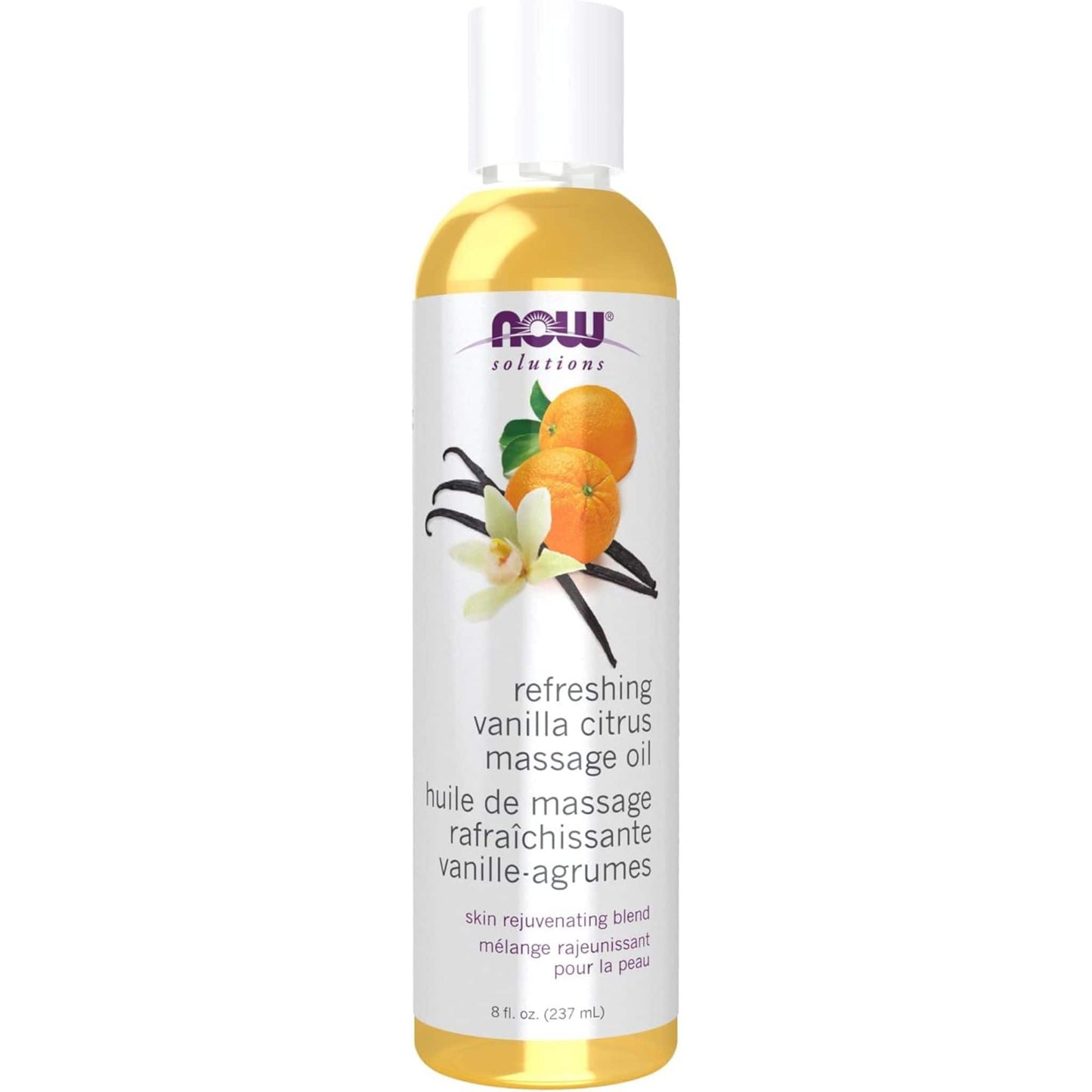 237mL | NOW Solutions Refreshing Vanilla Citrus Massage Oil, Skin Rejuvenating Blend
