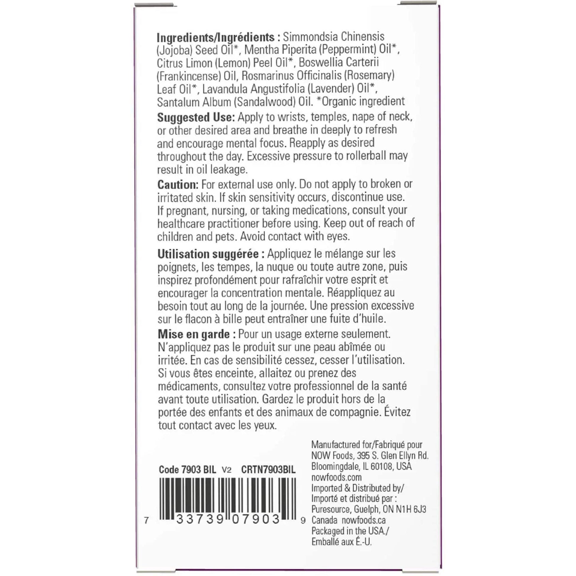 10mL | NOW Organic Mind That Energy Essential Oil Blend Roll-On