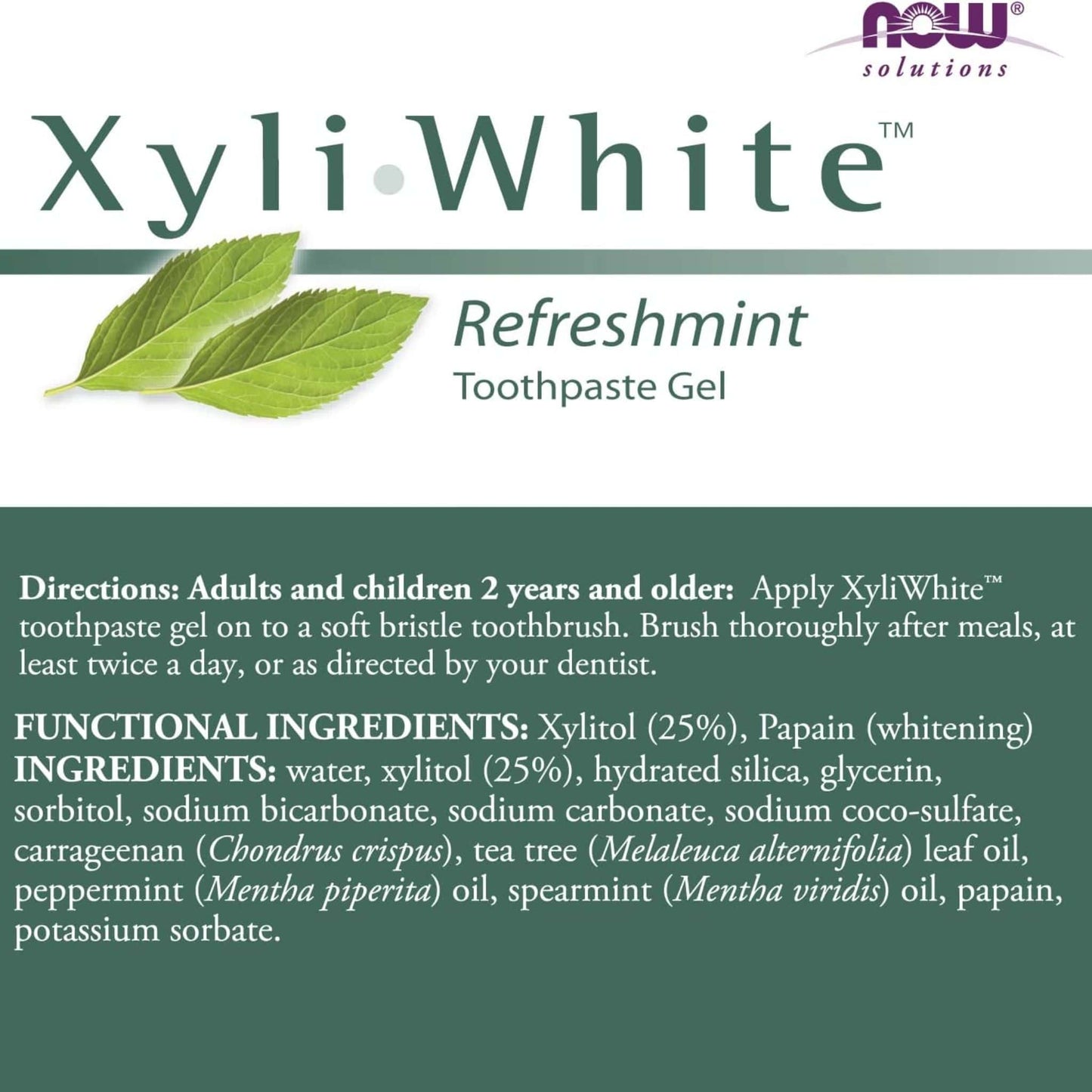 Refreshmint, 181g | NOW Xyli White Toothpaste Gel