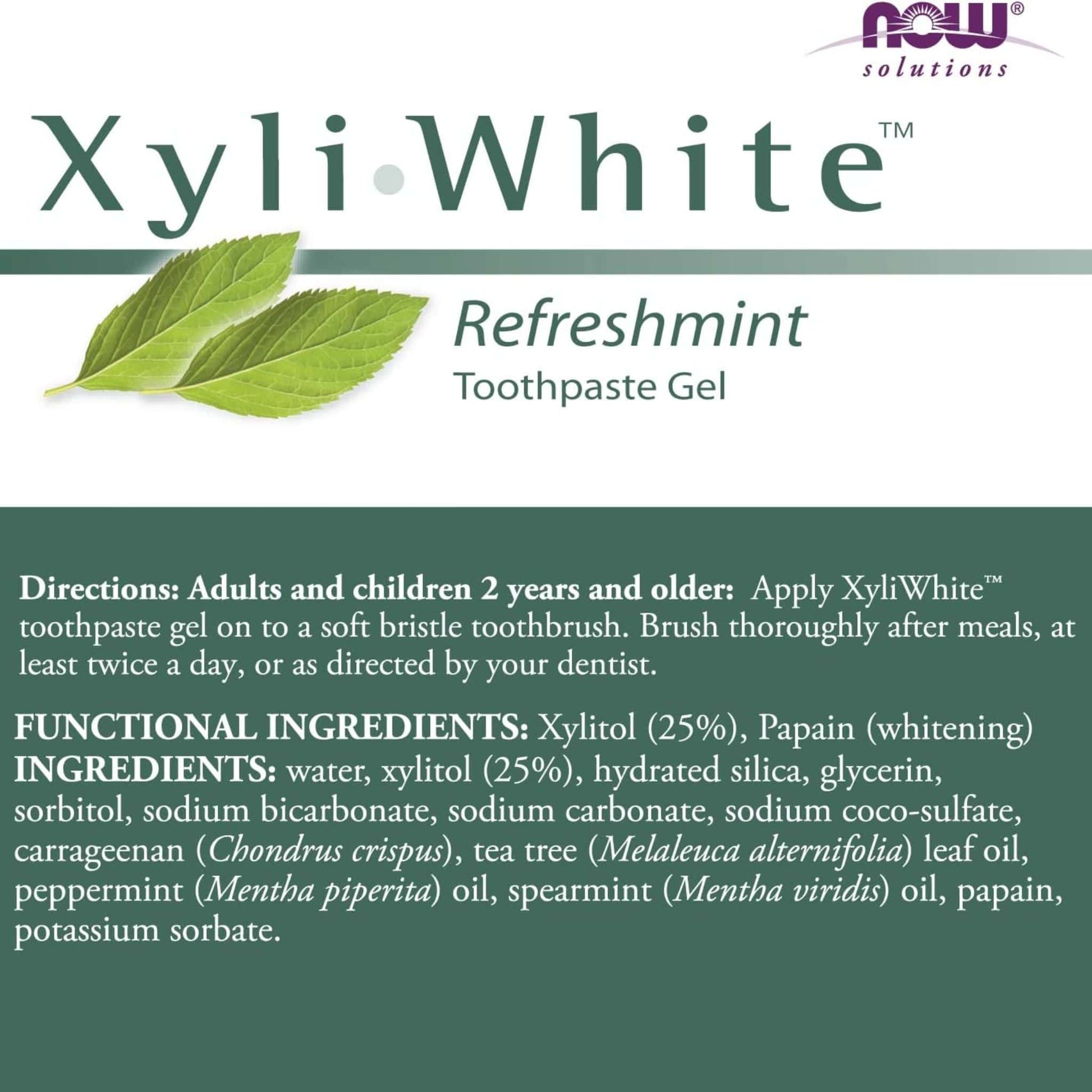 Refreshmint, 181g | NOW Xyli White Toothpaste Gel