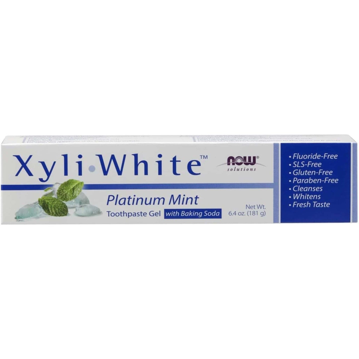 Platinum Mint, 181g | NOW Xyli White Toothpaste Gel with Baking Soda