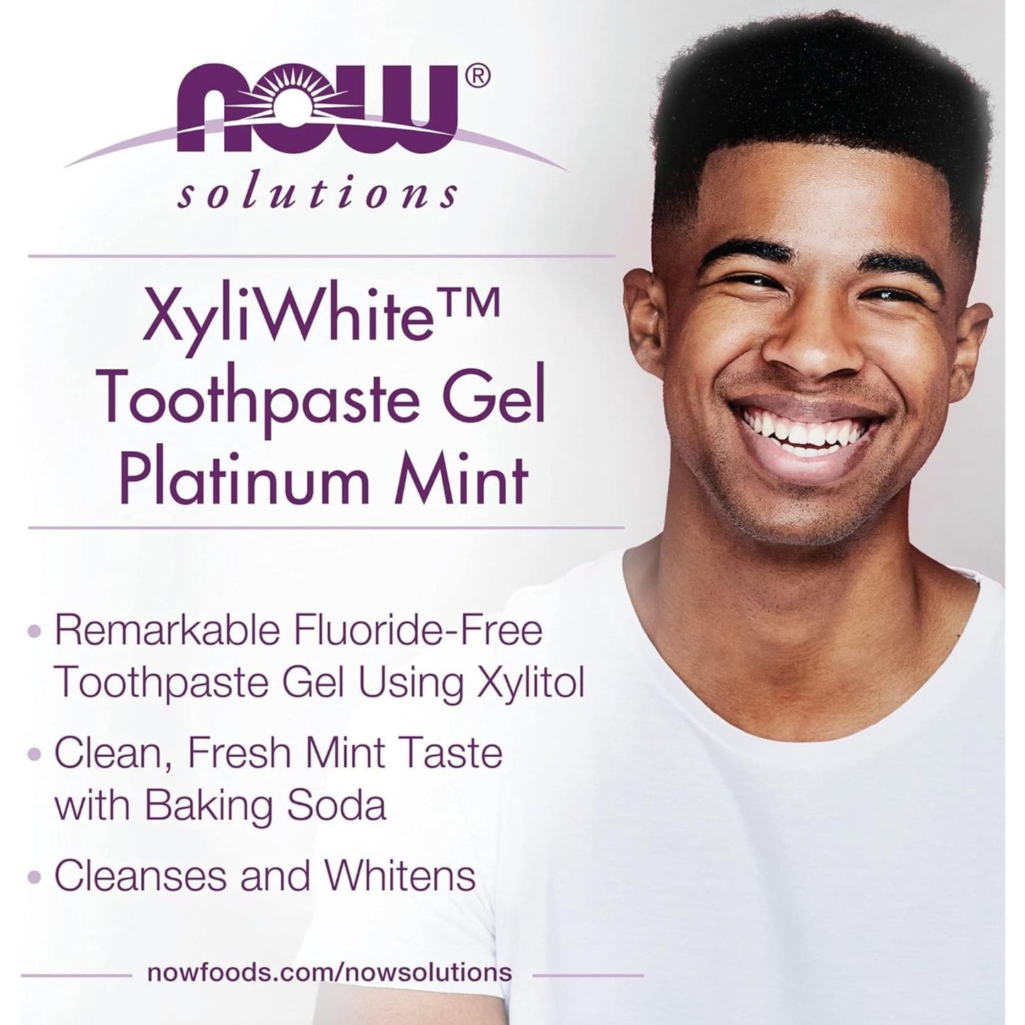 Platinum Mint, 181g | NOW Xyli White Toothpaste Gel with Baking Soda