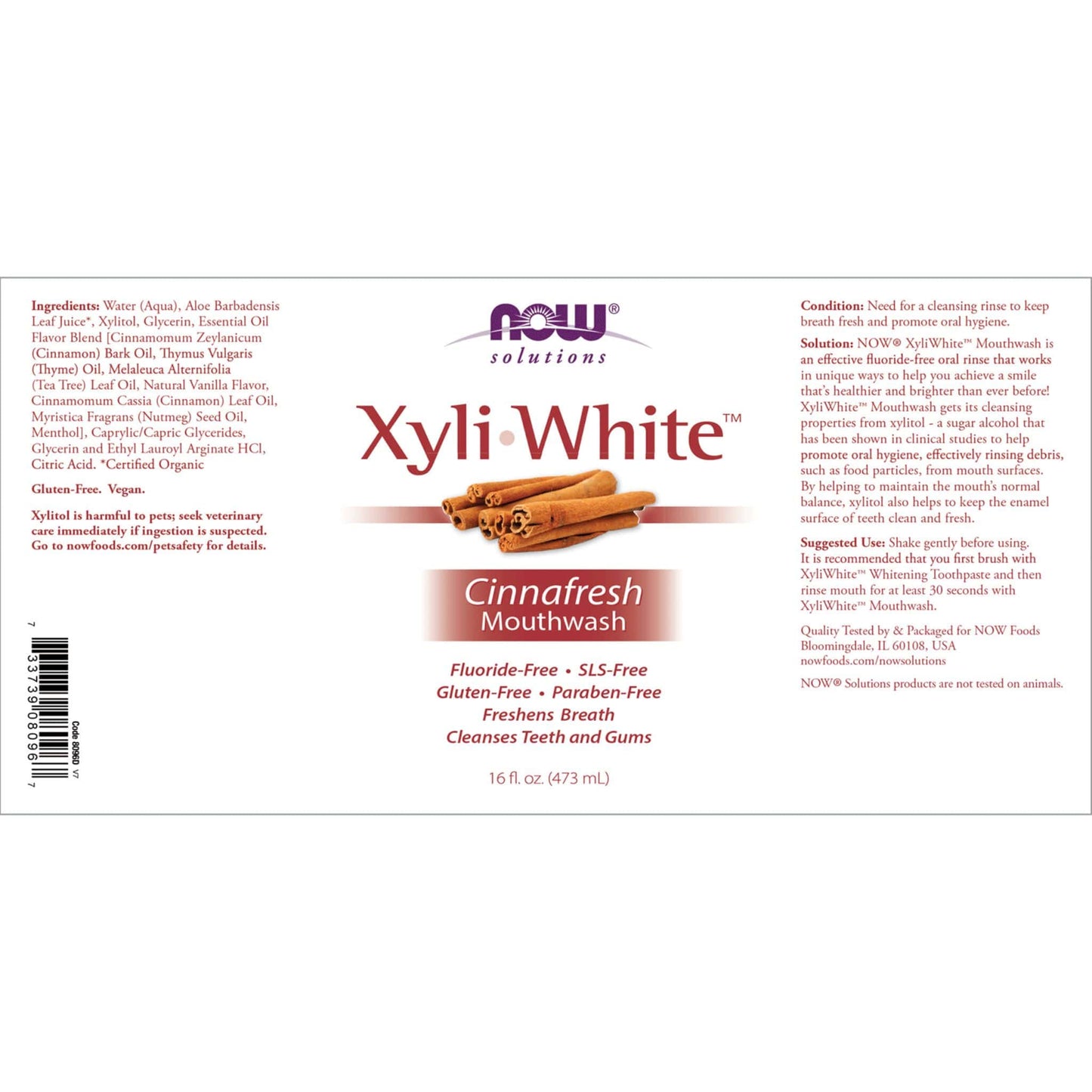 NOW Xyliwhite Mouthwash, 473ml