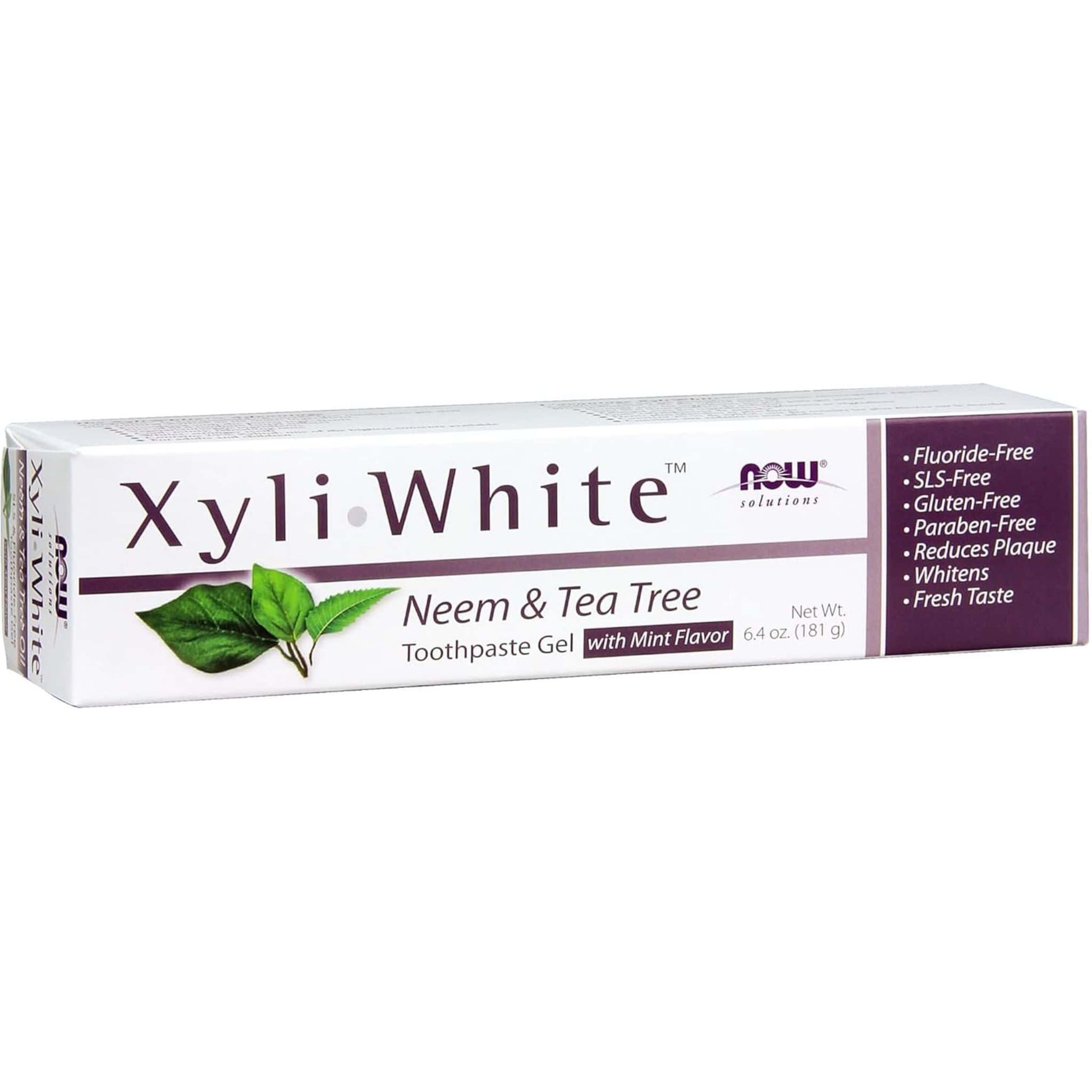 Neem & Tea Tree, 181g | NOW Xyli White Toothpaste Gel with Mint Flavour
