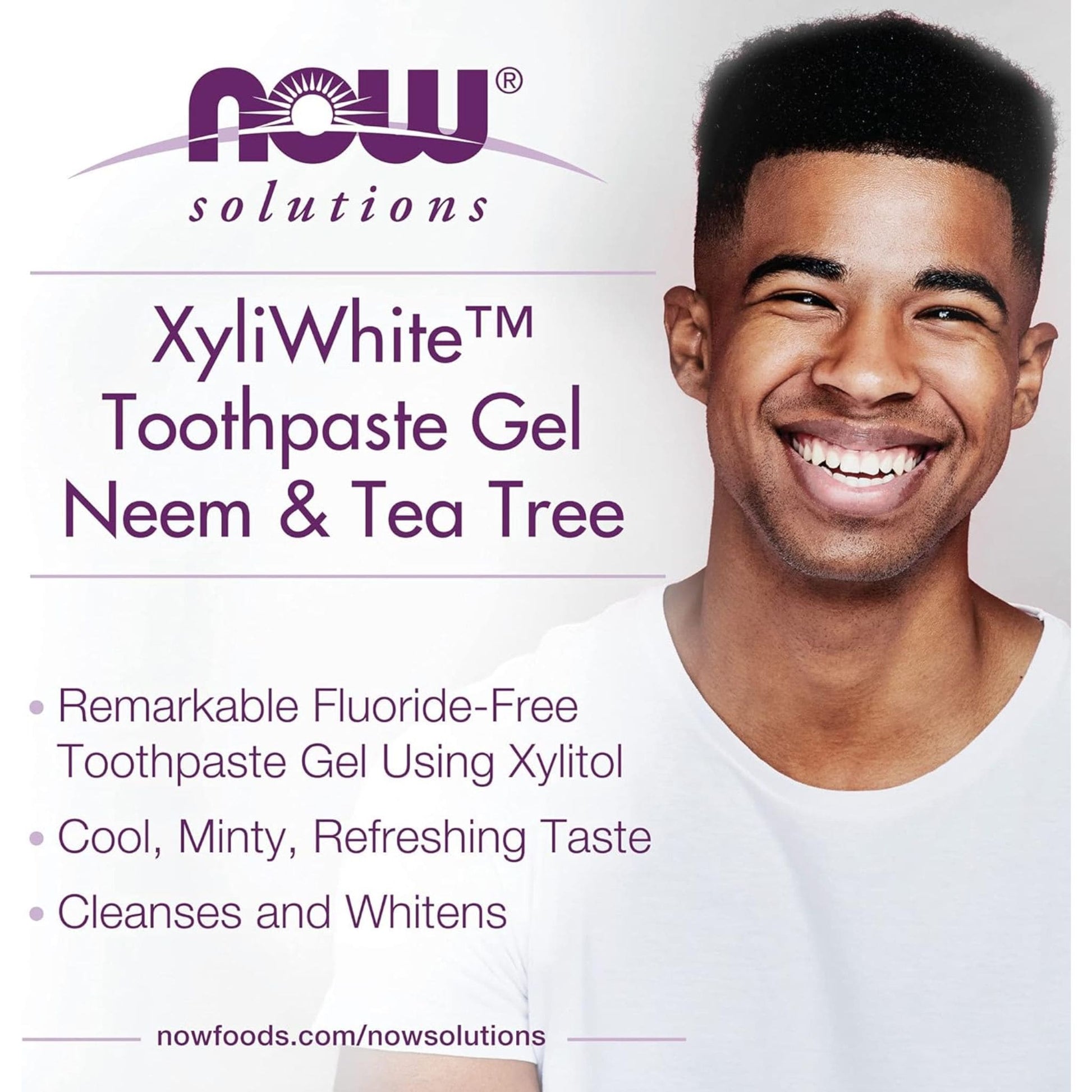 Neem & Tea Tree, 181g | NOW Xyli White Toothpaste Gel with Mint Flavour