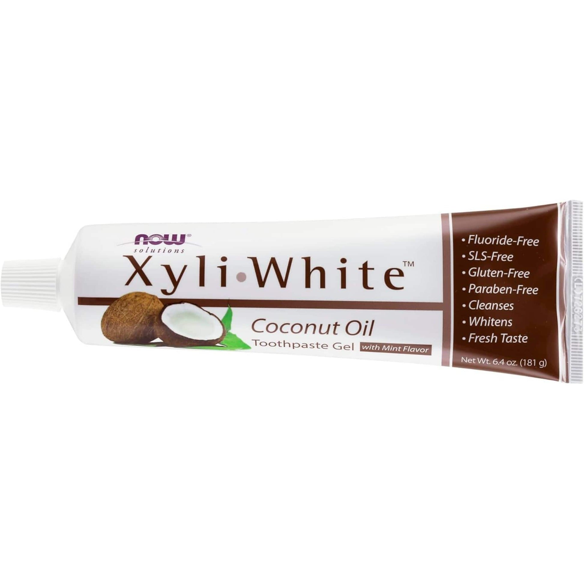 Coconut Oil, 181g | NOW Xyli White Toothpaste Gel with Mint Flavour