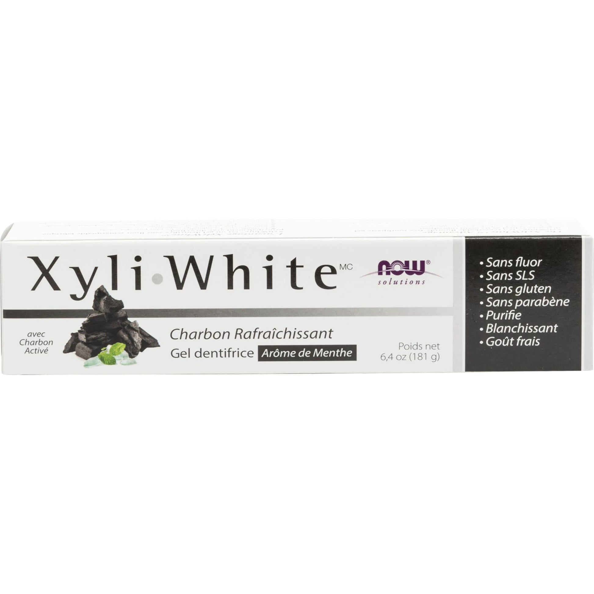 Mint Flavour, 181g | NOW Solutions Xyly-White Charcoal Refresh Toothpaste Gel