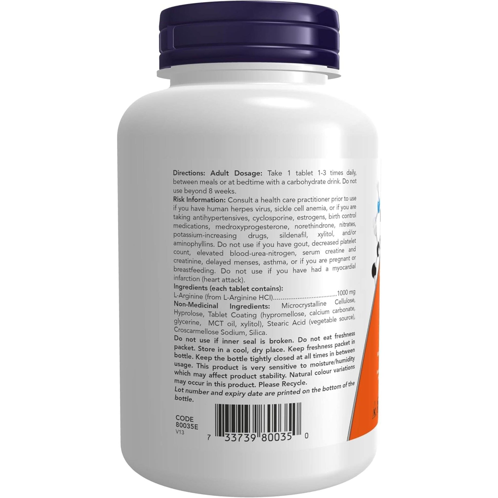 120 Tablets | NOW Double Strength L-Arginine 1000 mg