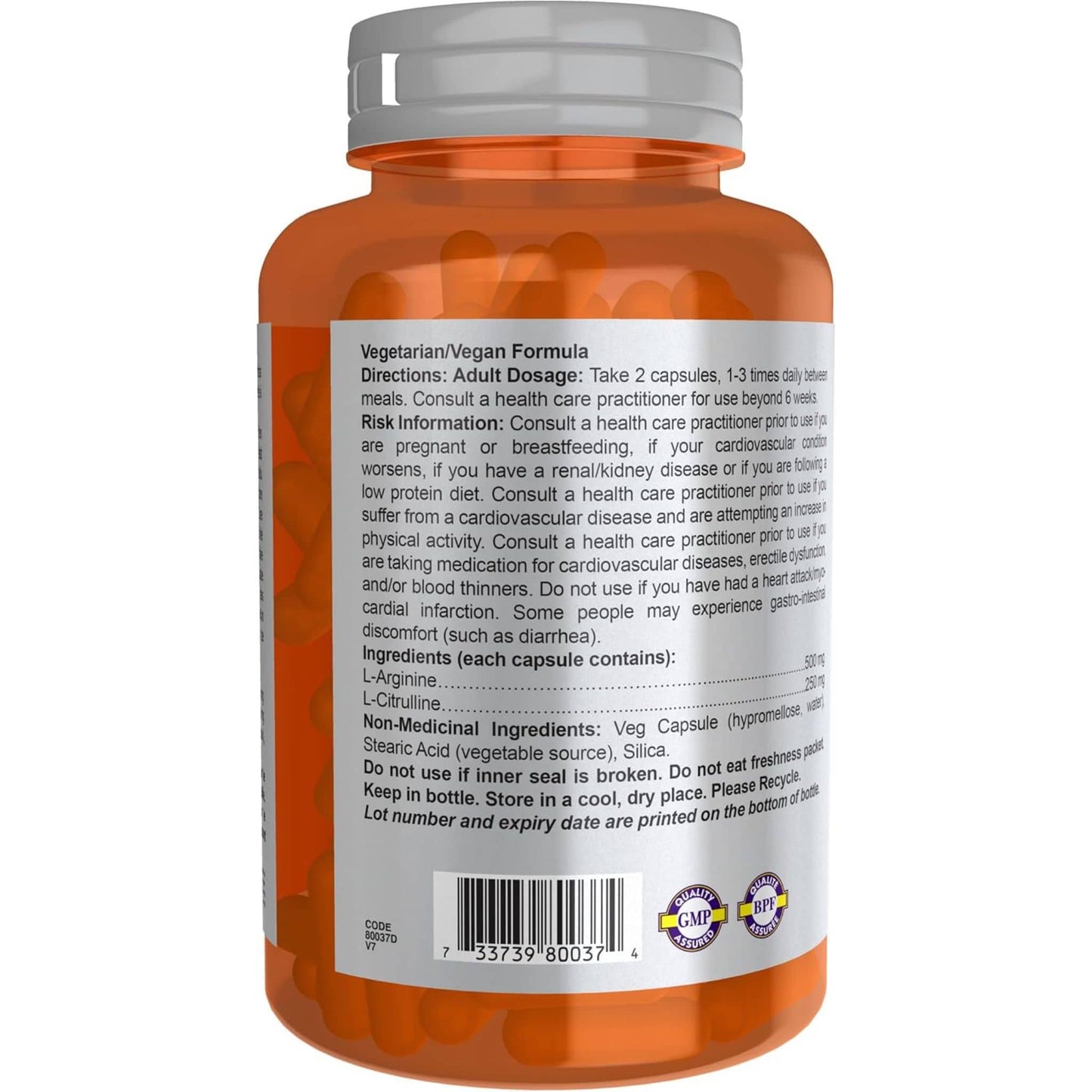 120 Vegetable Capsules | NOW Sports Arginine & Citrulline 500 mg/250 mg, Amino Acids