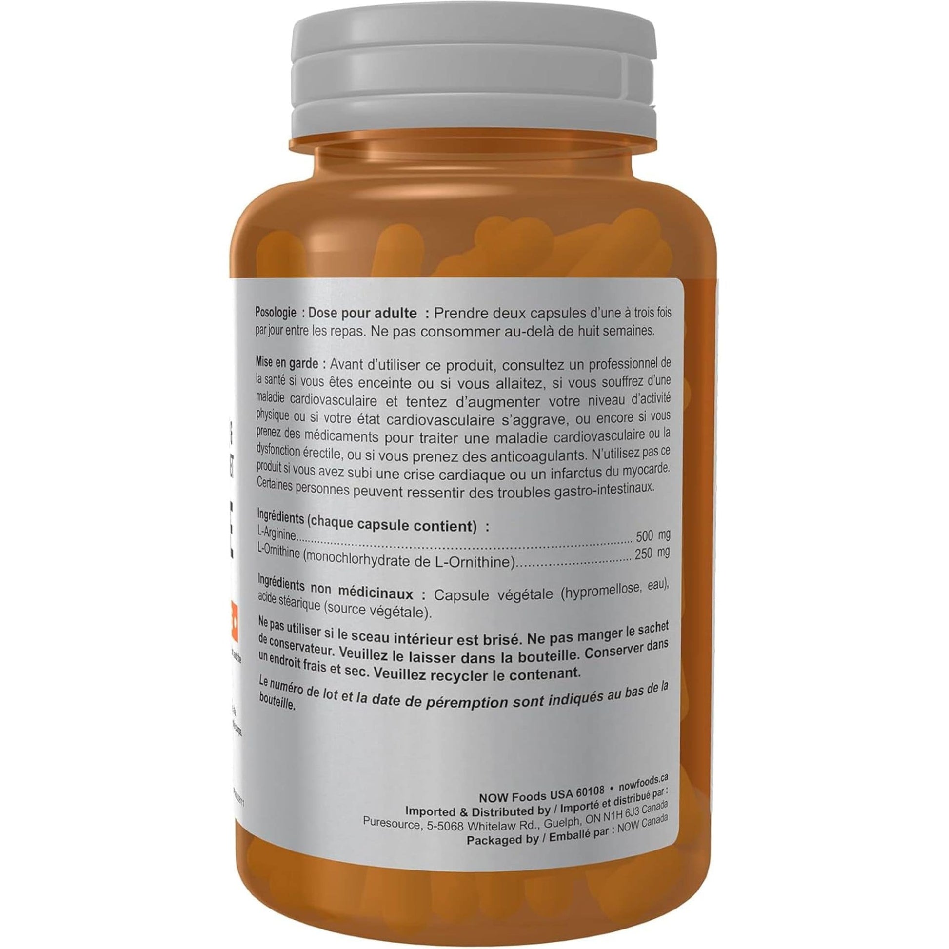 100 Vegetable Capsules | NOW Sports L-Arginine and L-Ornithine 500 mg/250 mg, Amino Acids