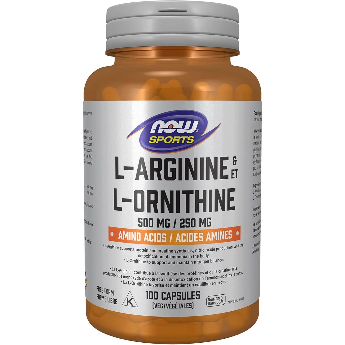 l-ornithine l-arginine & l-carnitine NOW Foods and Ornithine 500/250 mg, 100 Capsules NOW L-Arginine & L-Ornithine, 500mg/250mg,