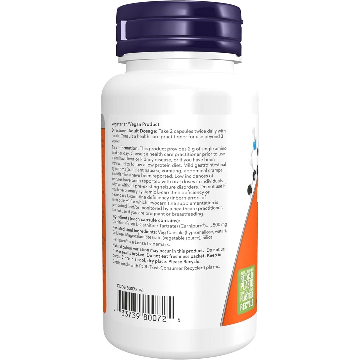 60 Vegetable Capsules | NOW L-Carnitine 500 mg Carnipure