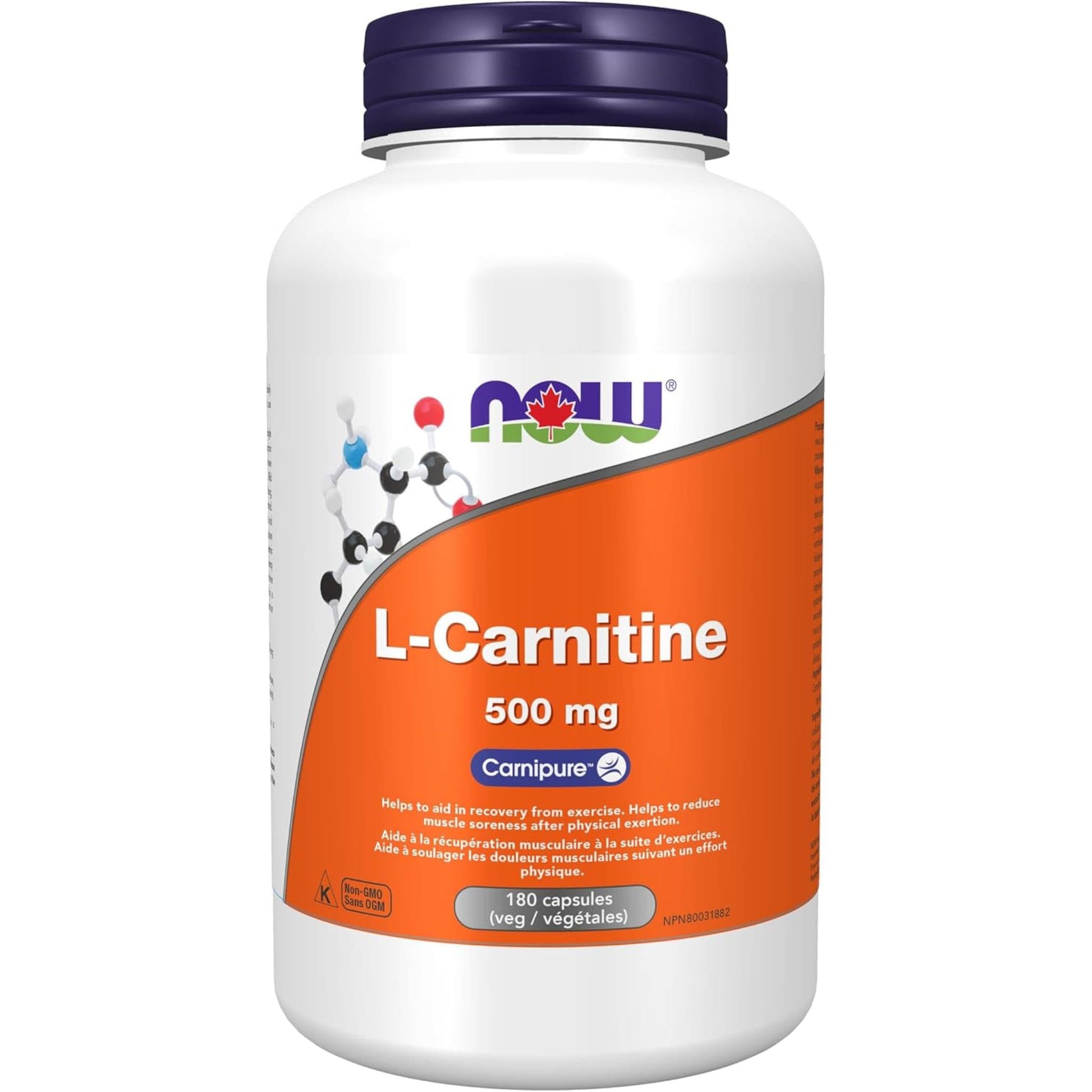 180 Vegetable Capsules | NOW L-Carnitine 500 mg Carnipure