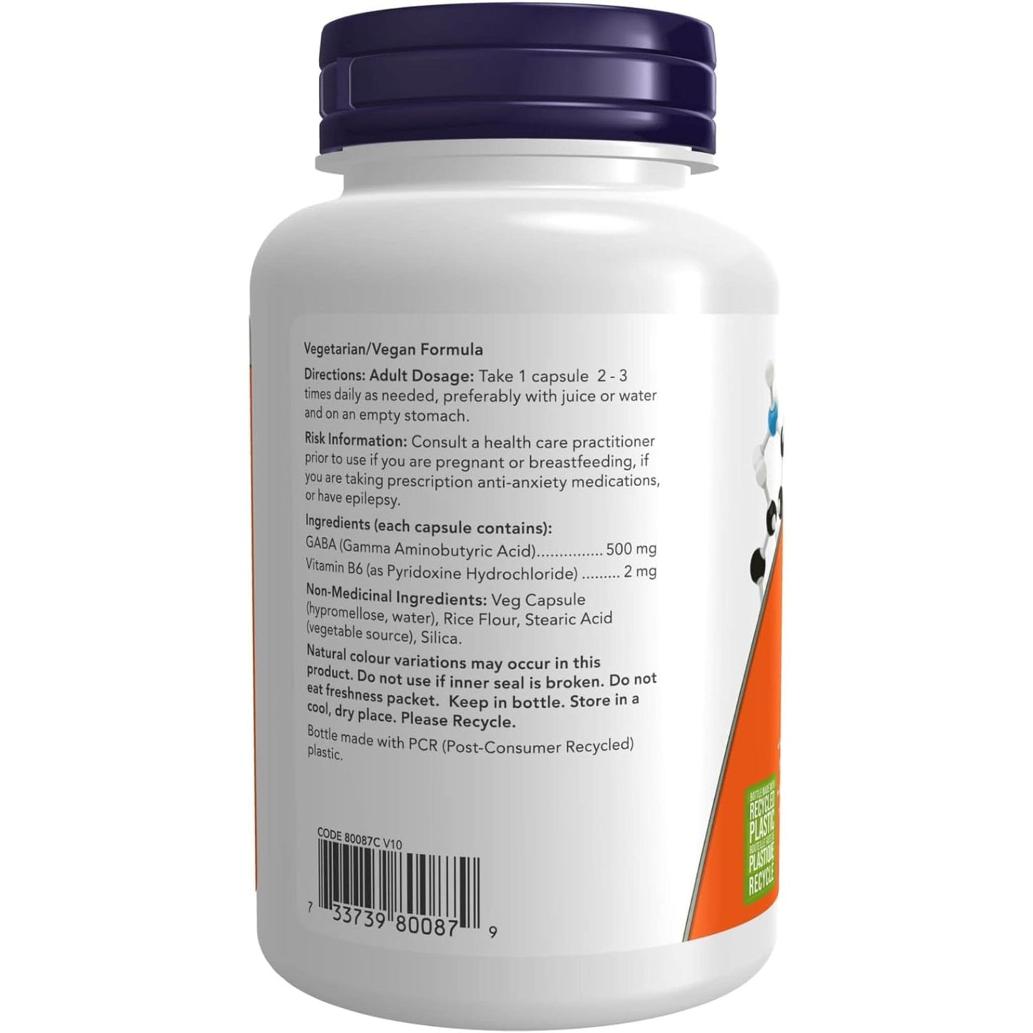 100 Vegetable Capsules | NOW GABA 500 mg With Vitamin B-6