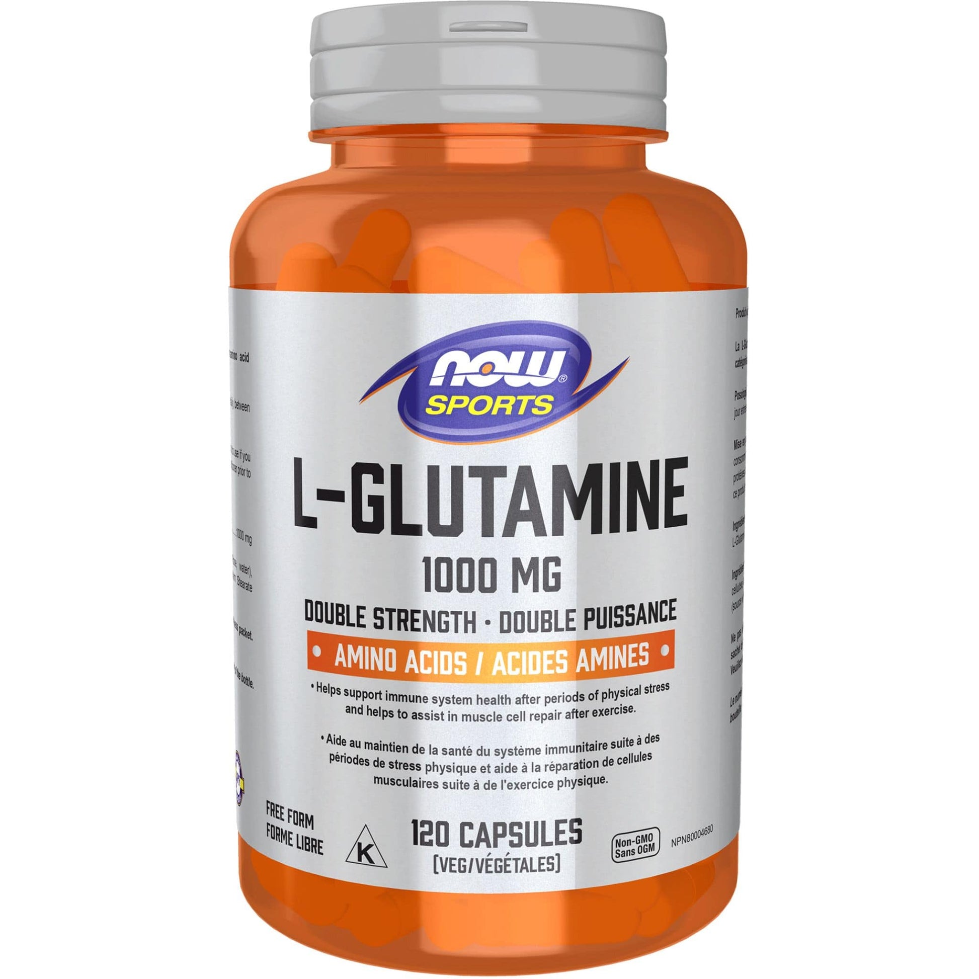 120 Vegetable Capsules | NOW Sports  L-Glutamine 1000 mg Double Strength, Amino Acids Free Form