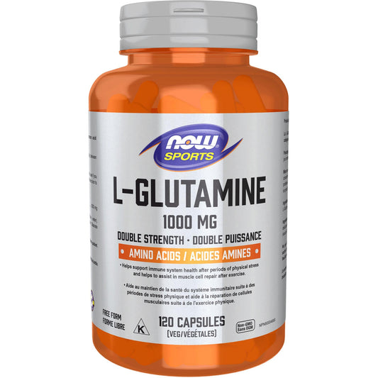 120 Vegetable Capsules | NOW Sports  L-Glutamine 1000 mg Double Strength, Amino Acids Free Form