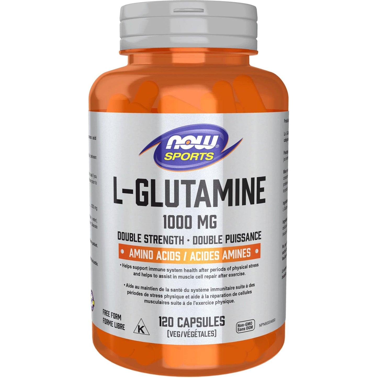 120 Vegetable Capsules | NOW Sports  L-Glutamine 1000 mg Double Strength, Amino Acids Free Form
