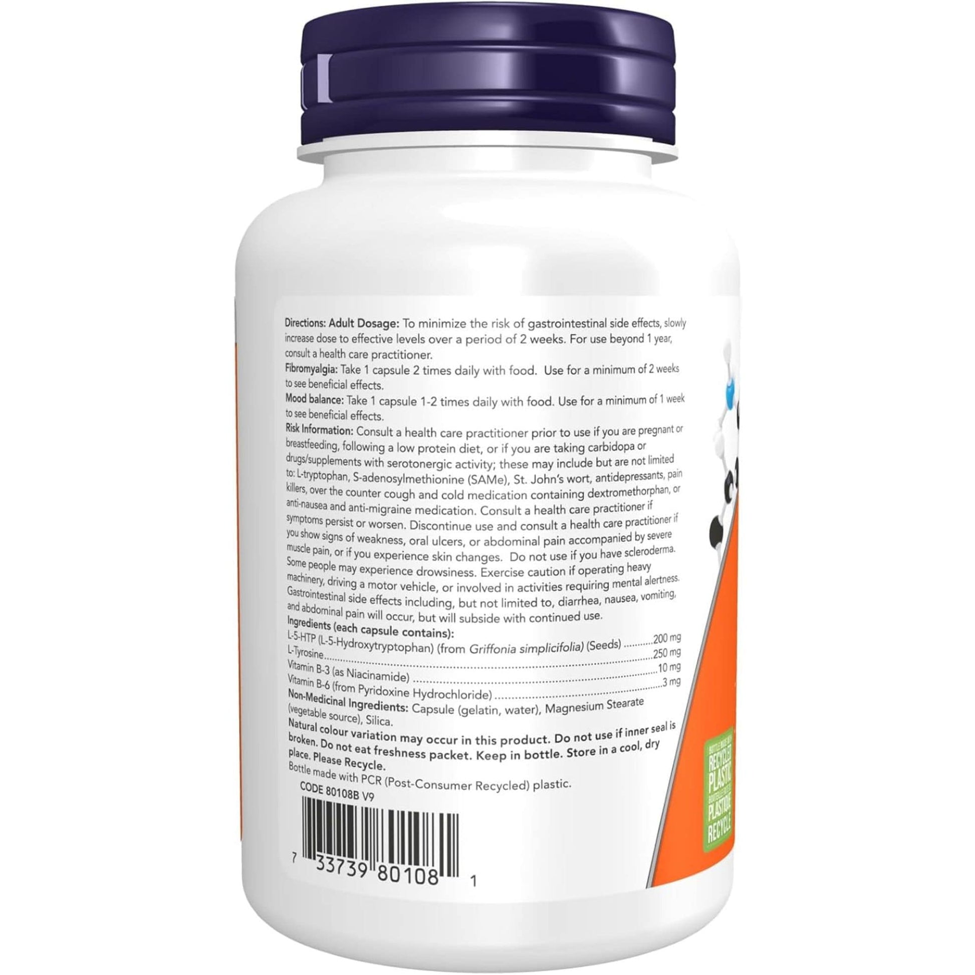 60 Capsules | NOW 5-HTP 200 mg with L-Tyrosine