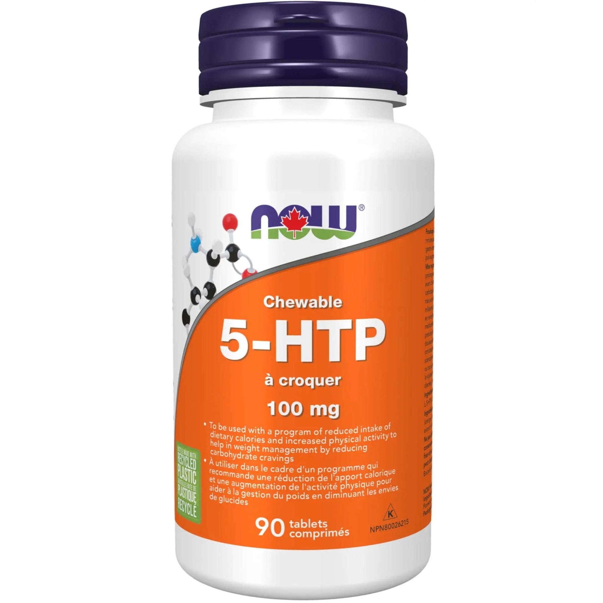 Natural Citrus Flavour, 90 Chewable Tablets | NOW Chewable 5-HTP 100 mg