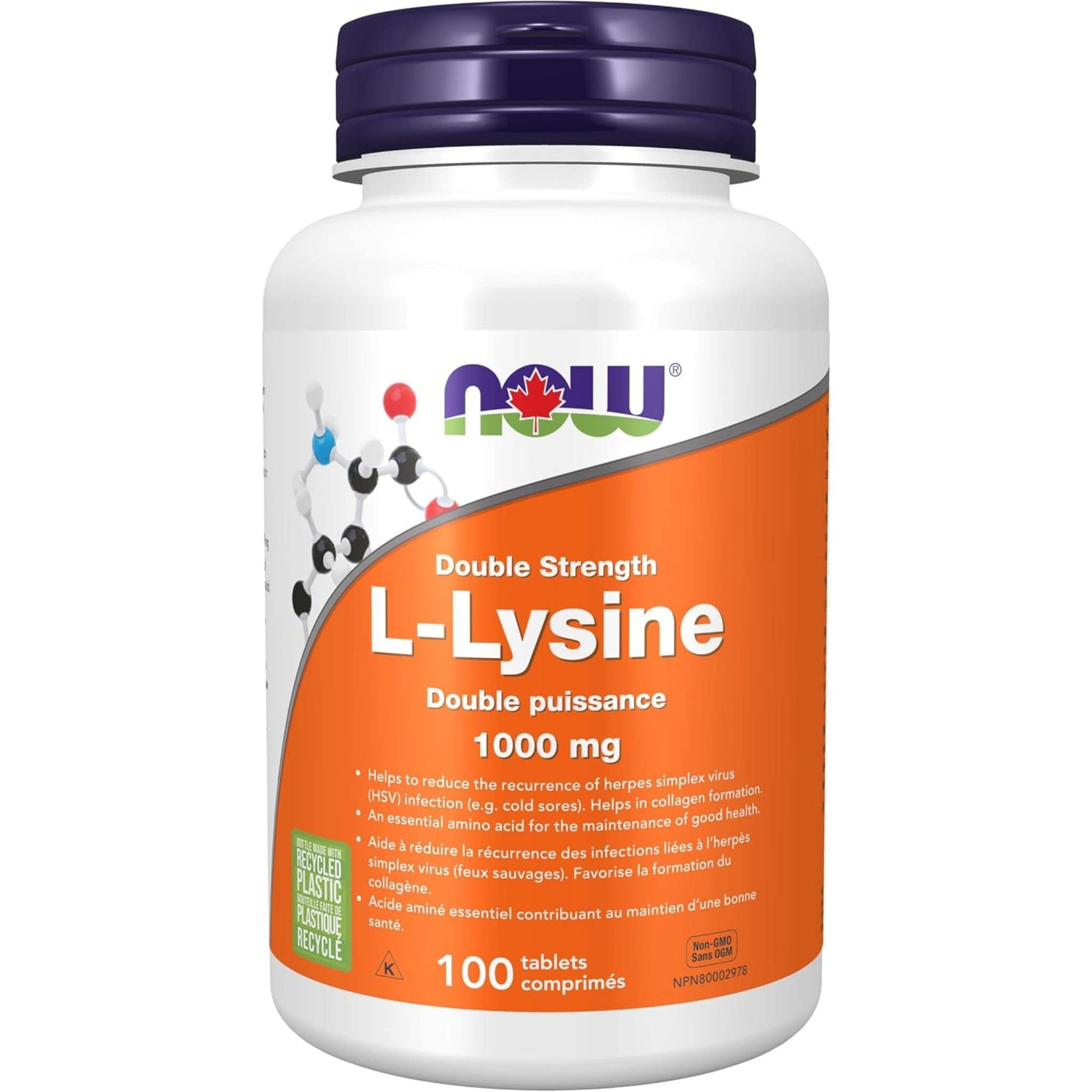 100 Tablets | NOW L-Lysine Double Strength 1000 mg