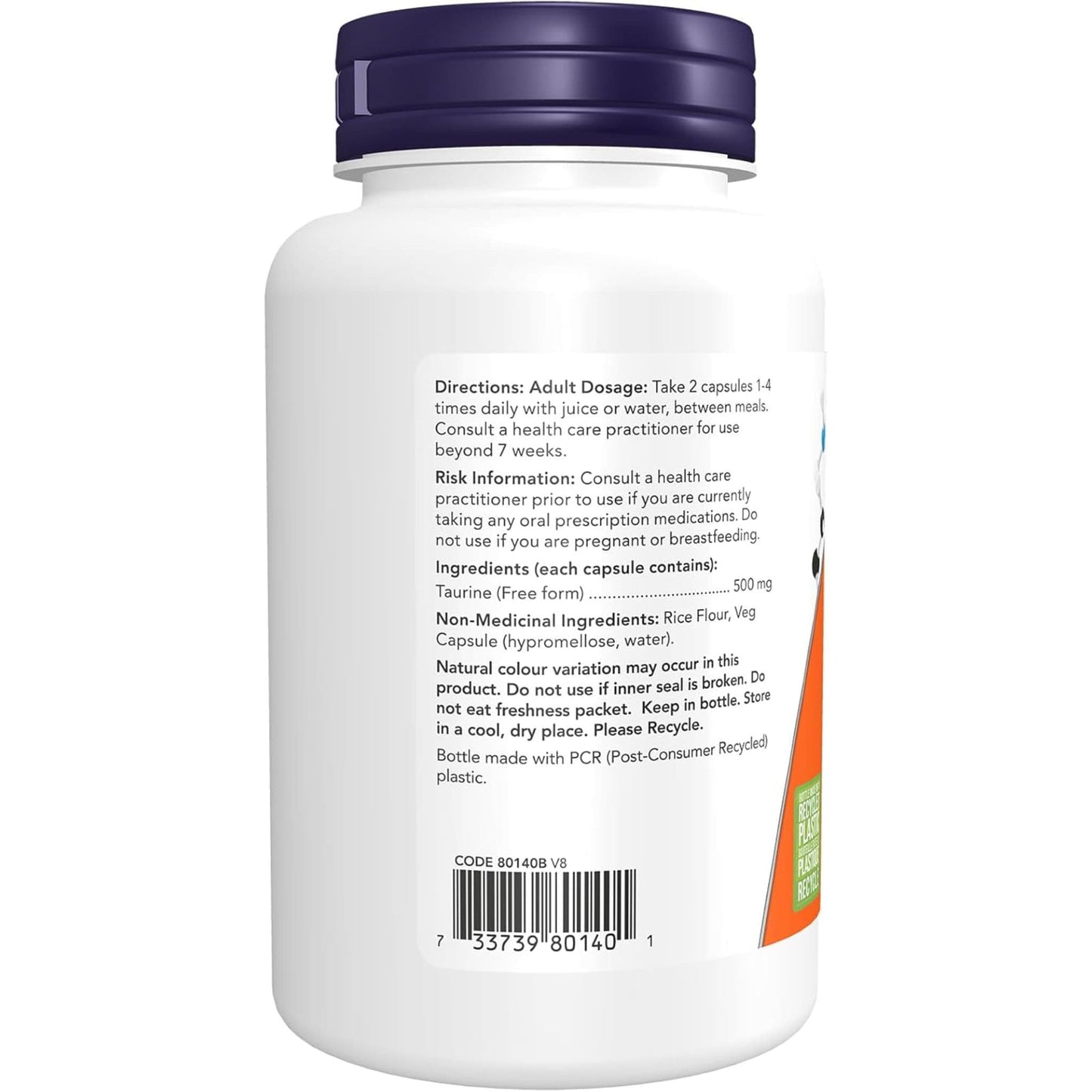 100 Vegetable Capsules | NOW Taurine 500 mg