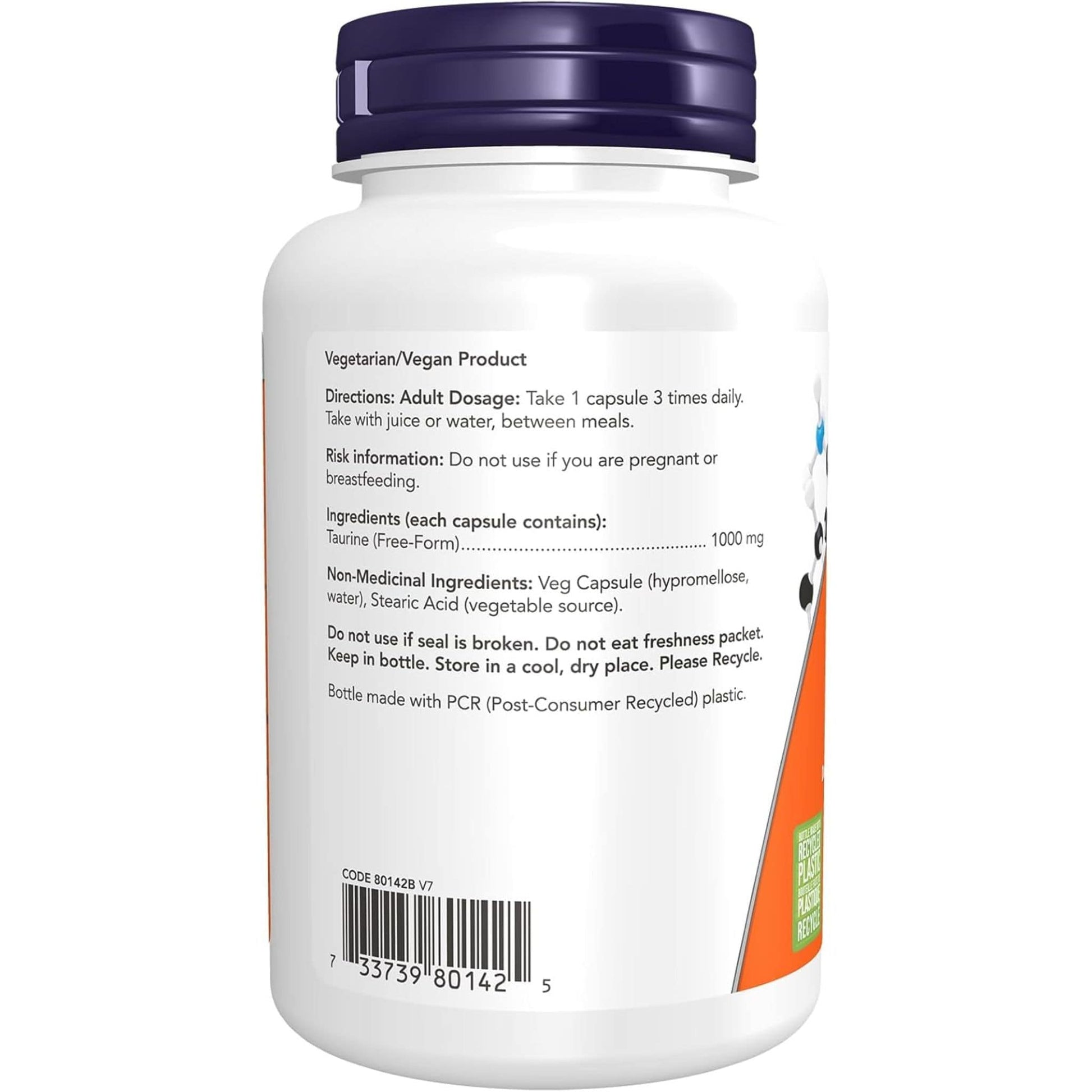 100 Vegetable Capsules | NOW Taurine 1000 mg Double Strength