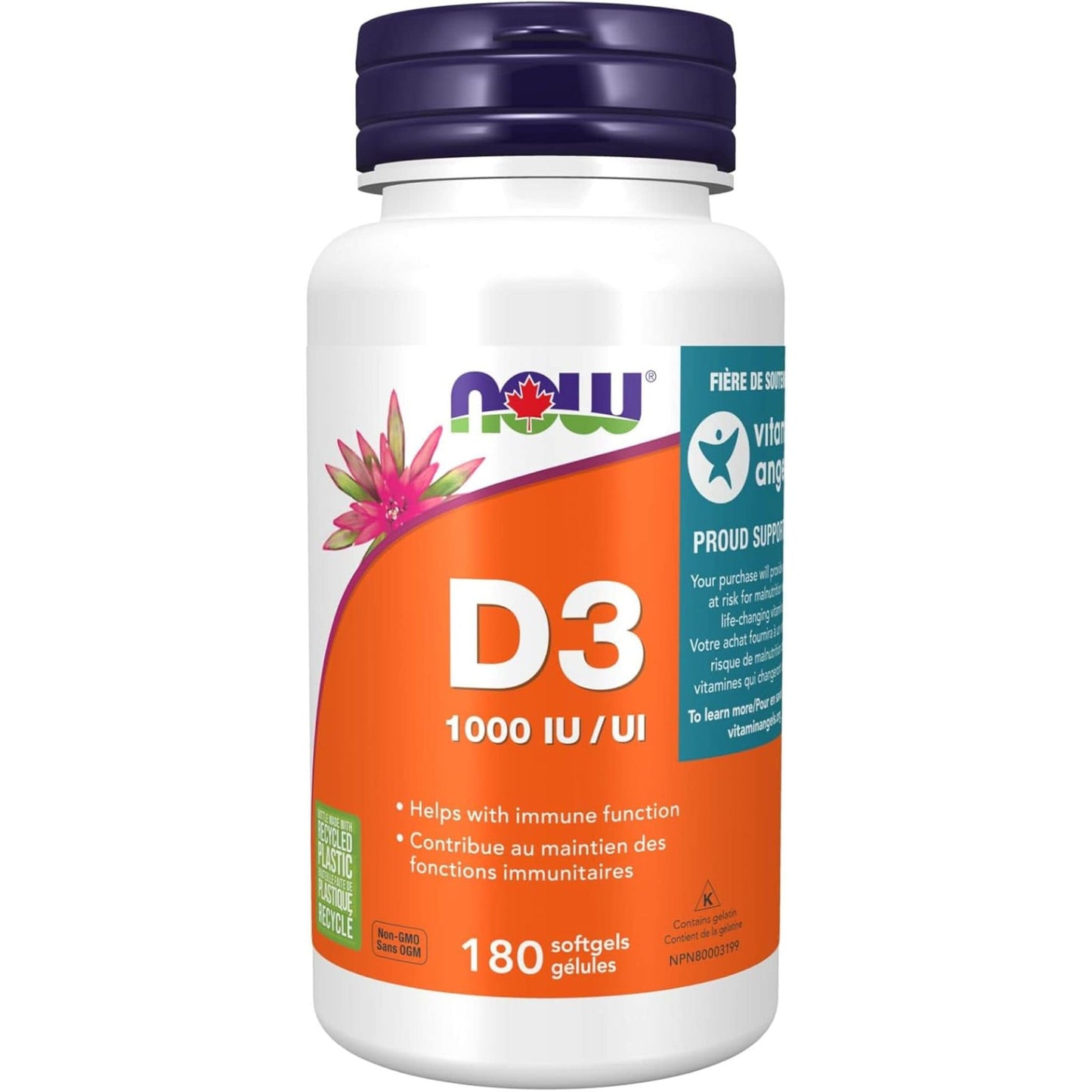 180 Softgels | NOW Vitamin D3 1000 IU/UI