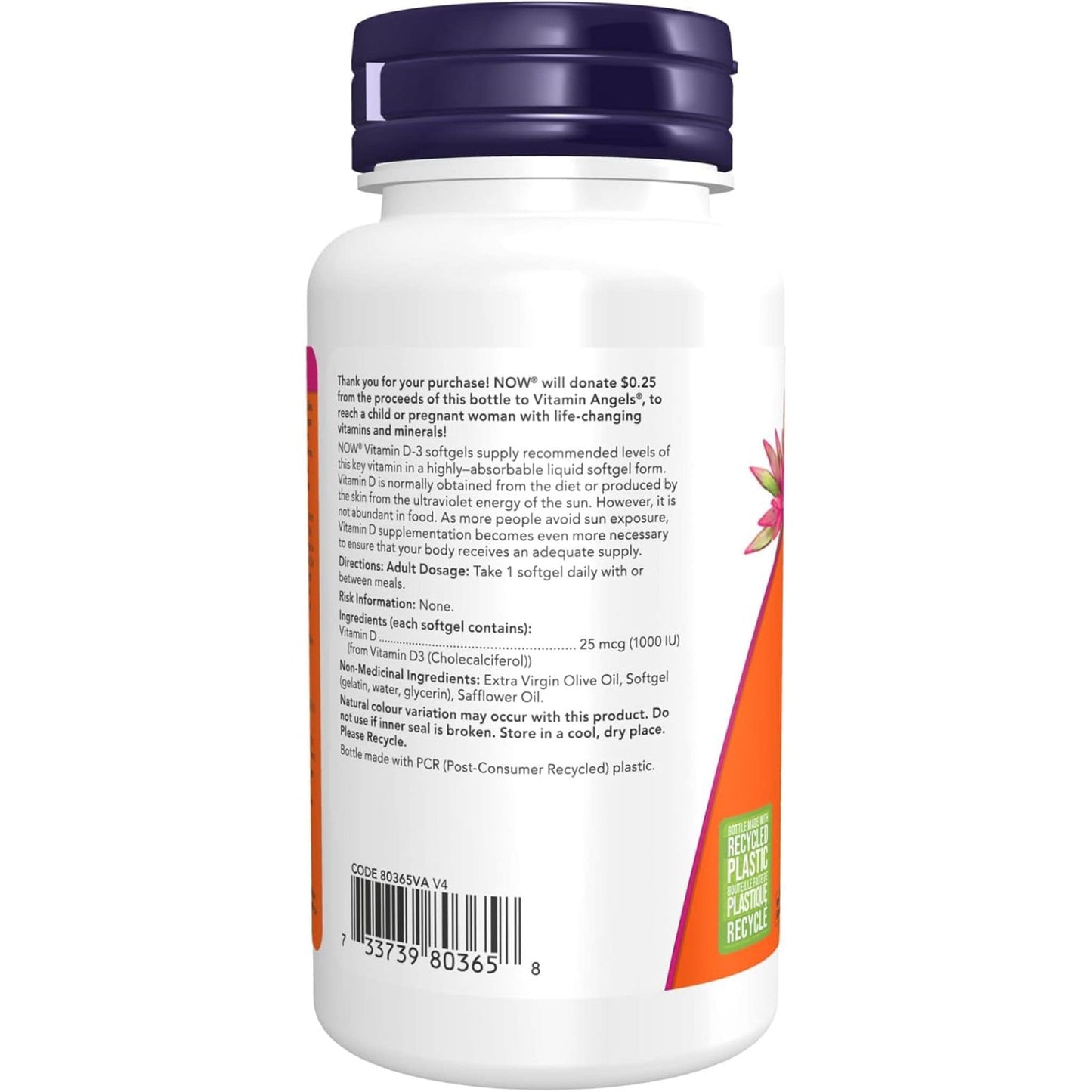 180 Softgels | NOW Vitamin D3 1000 IU/UI