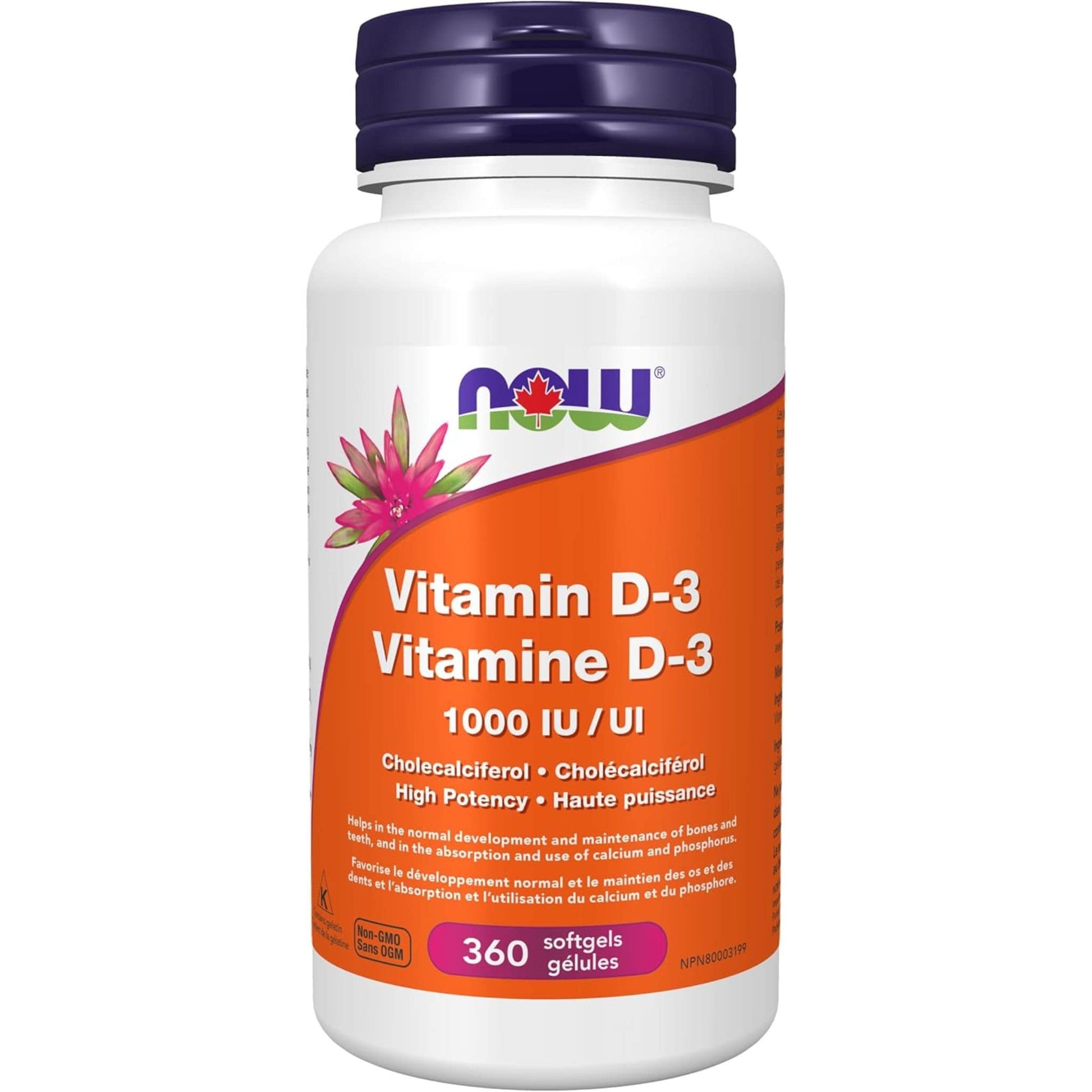 360 Softgels | NOW Vitamin D3 1000 IU/UI