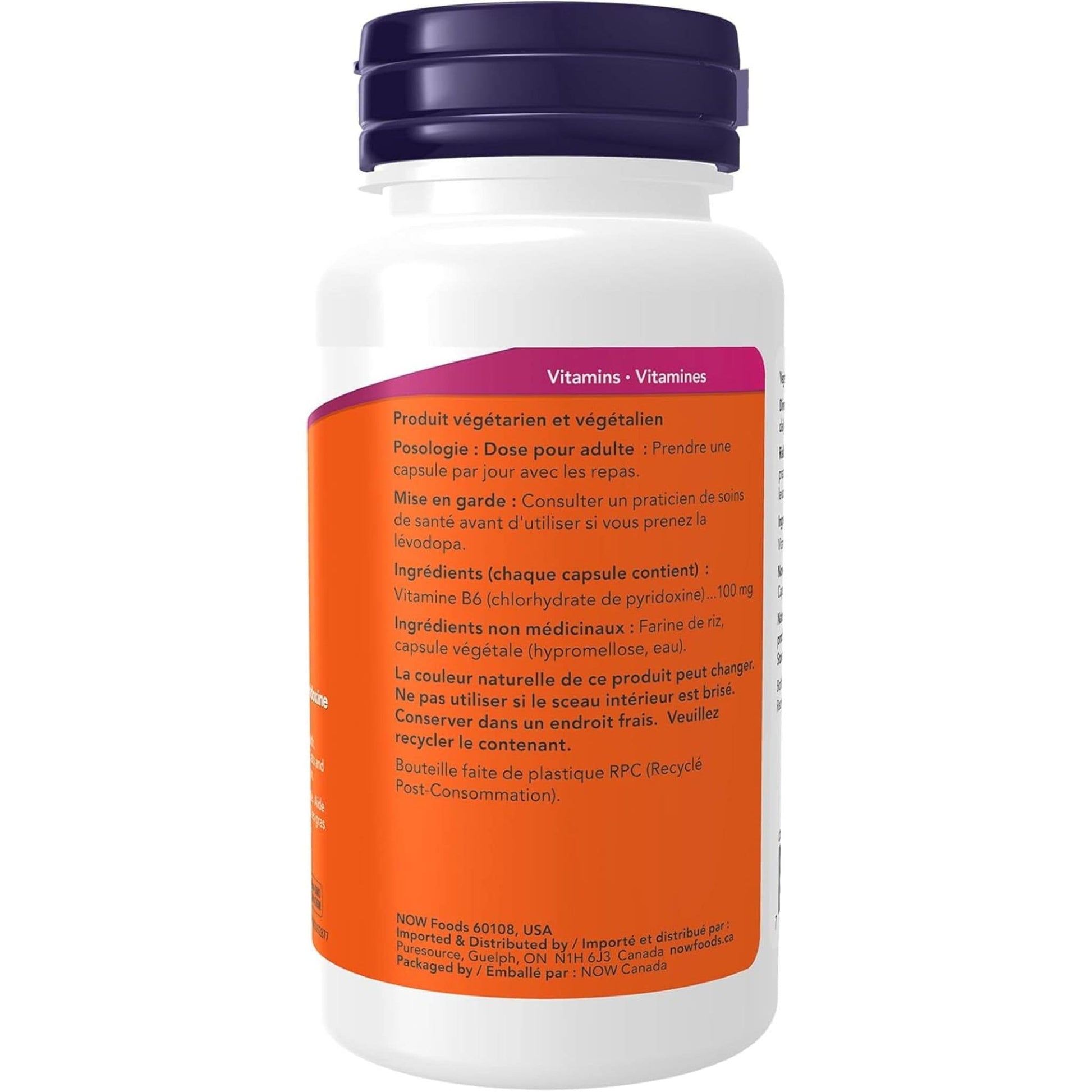 100 Vegetable Capsules | NOW B-6 100 mg Pyridoxine HCI