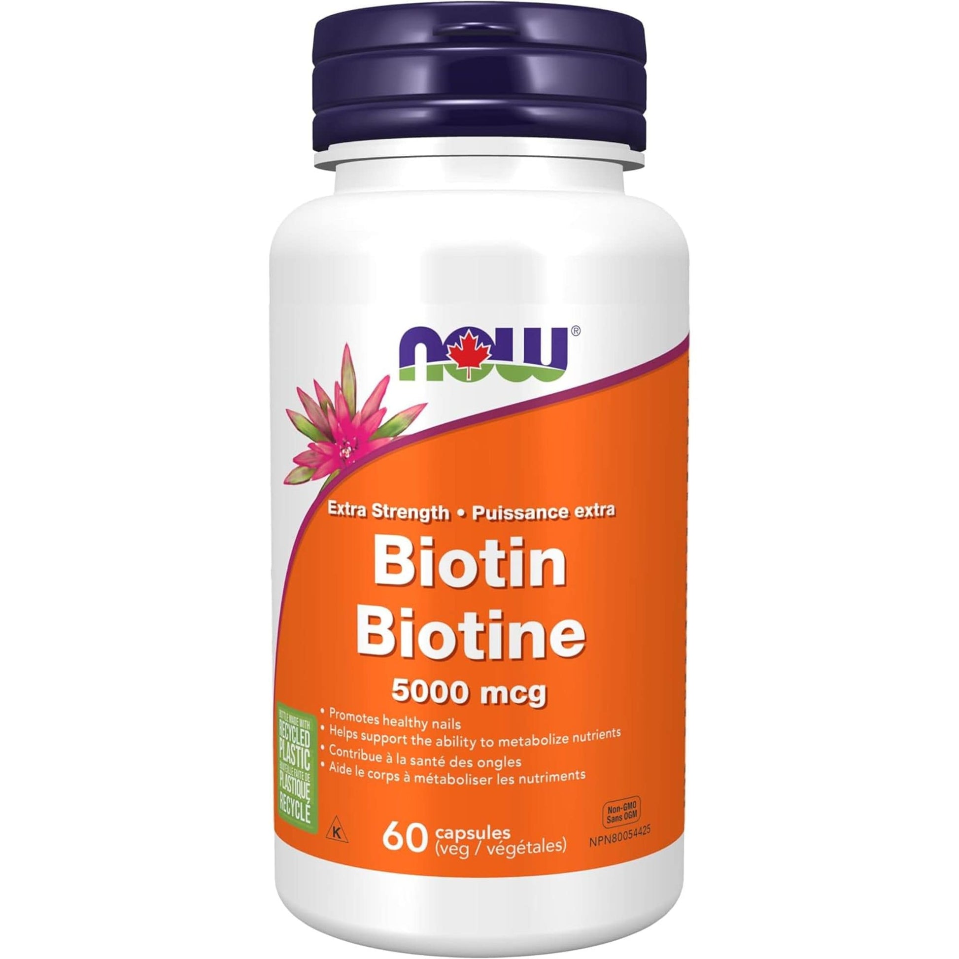 60 Vegetable Capsules | NOW Biotin 5000 mcg Extra Strength