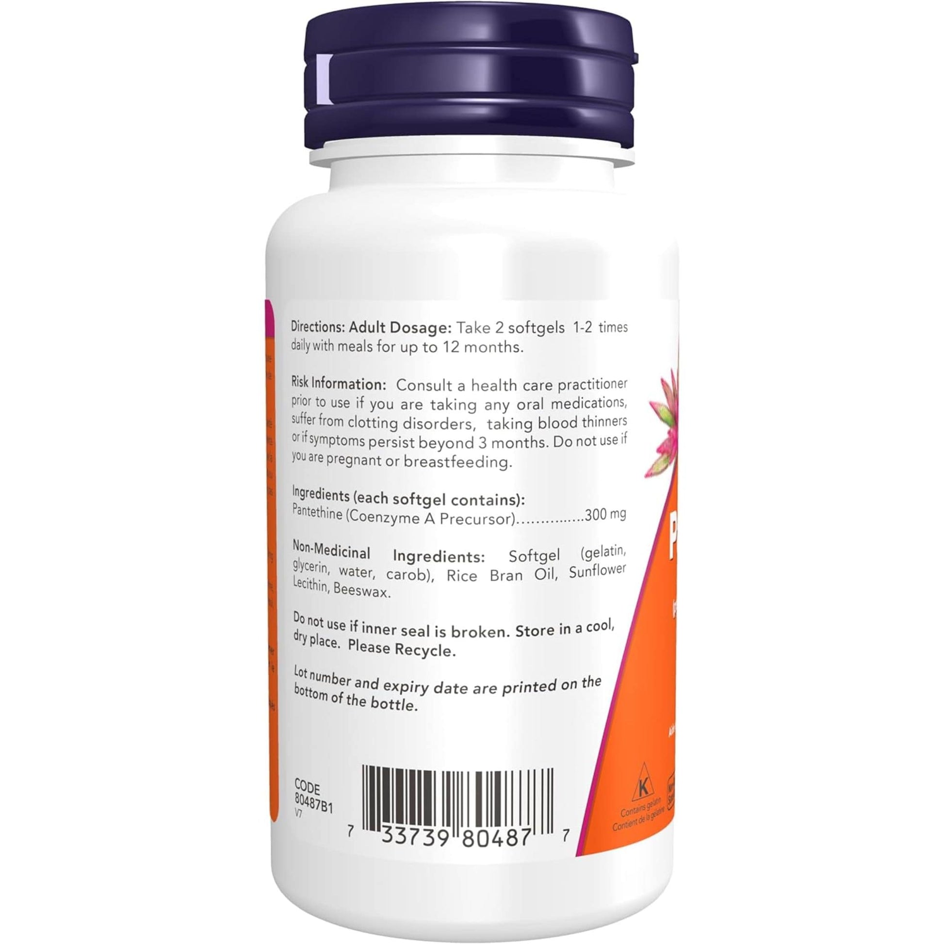 60 Softgels | NOW Pantethine (Coenzyme A Precursor) 300 mg