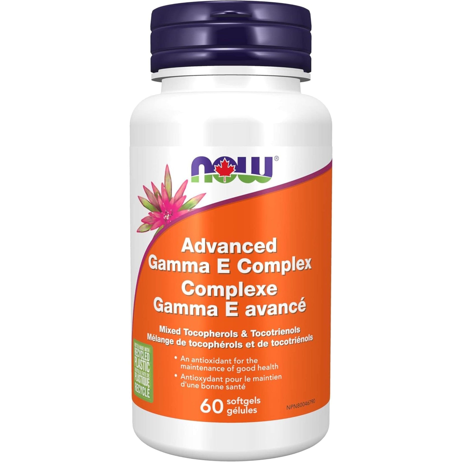 60 Softgels | NOW Advanced Gamma E Complex with Mixed Tocopherols & Tocotrienois