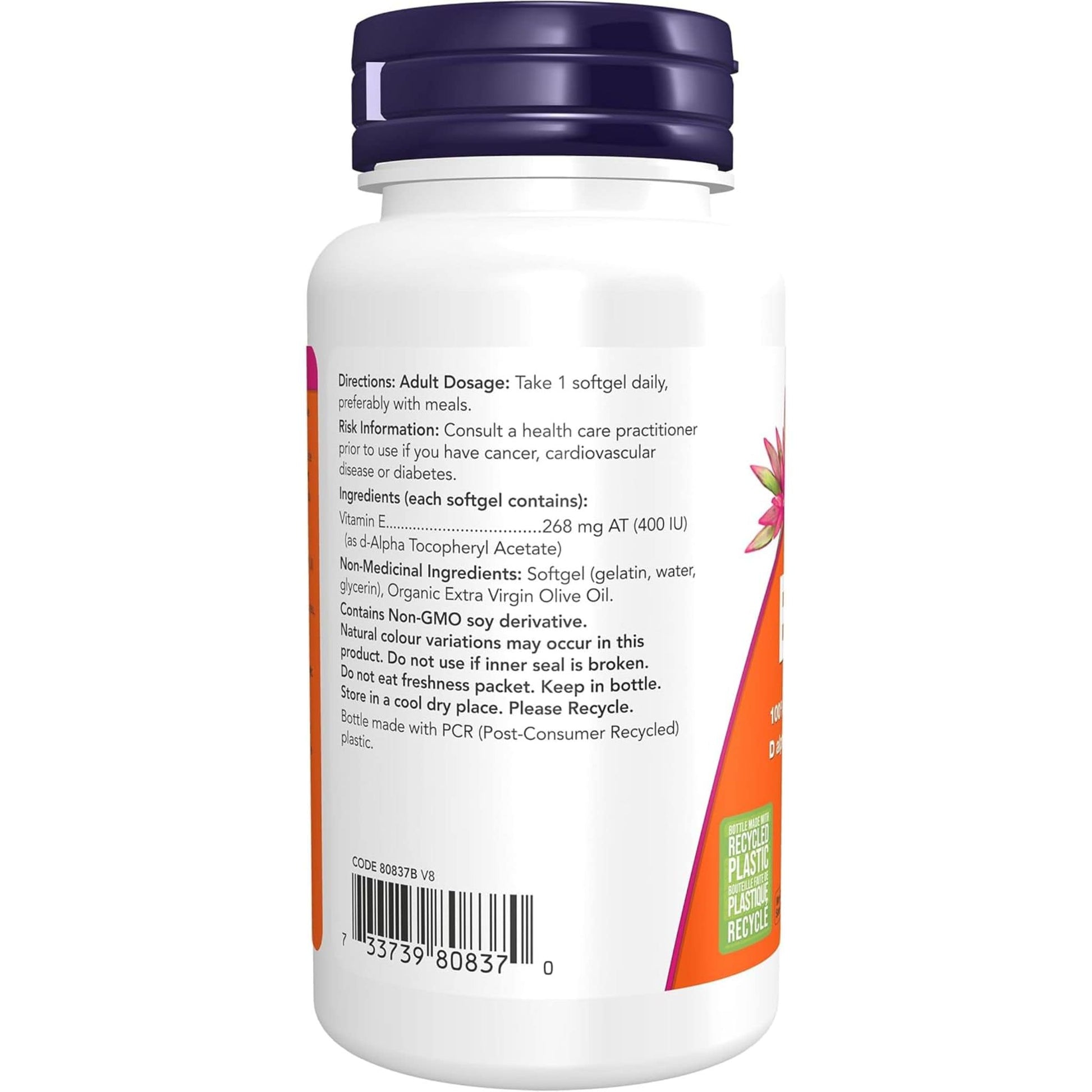 100 Softgels | NOW E-400, 100% Natural d-Alpha Tocopherol