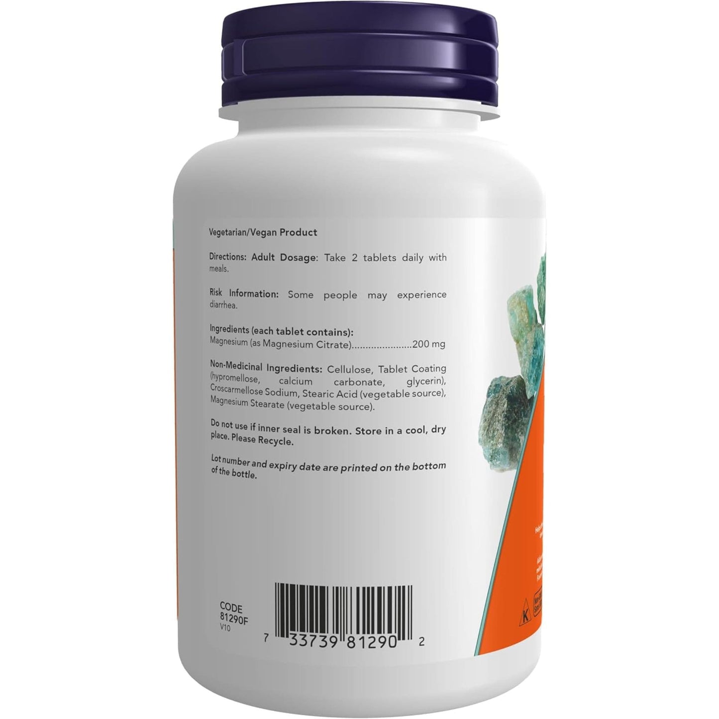 100 Tablets | NOW Magnesium Citrate 200  mg