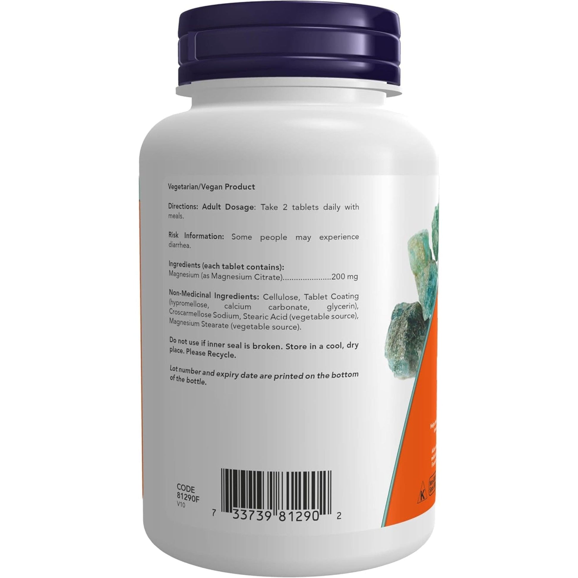 100 Tablets | NOW Magnesium Citrate 200  mg