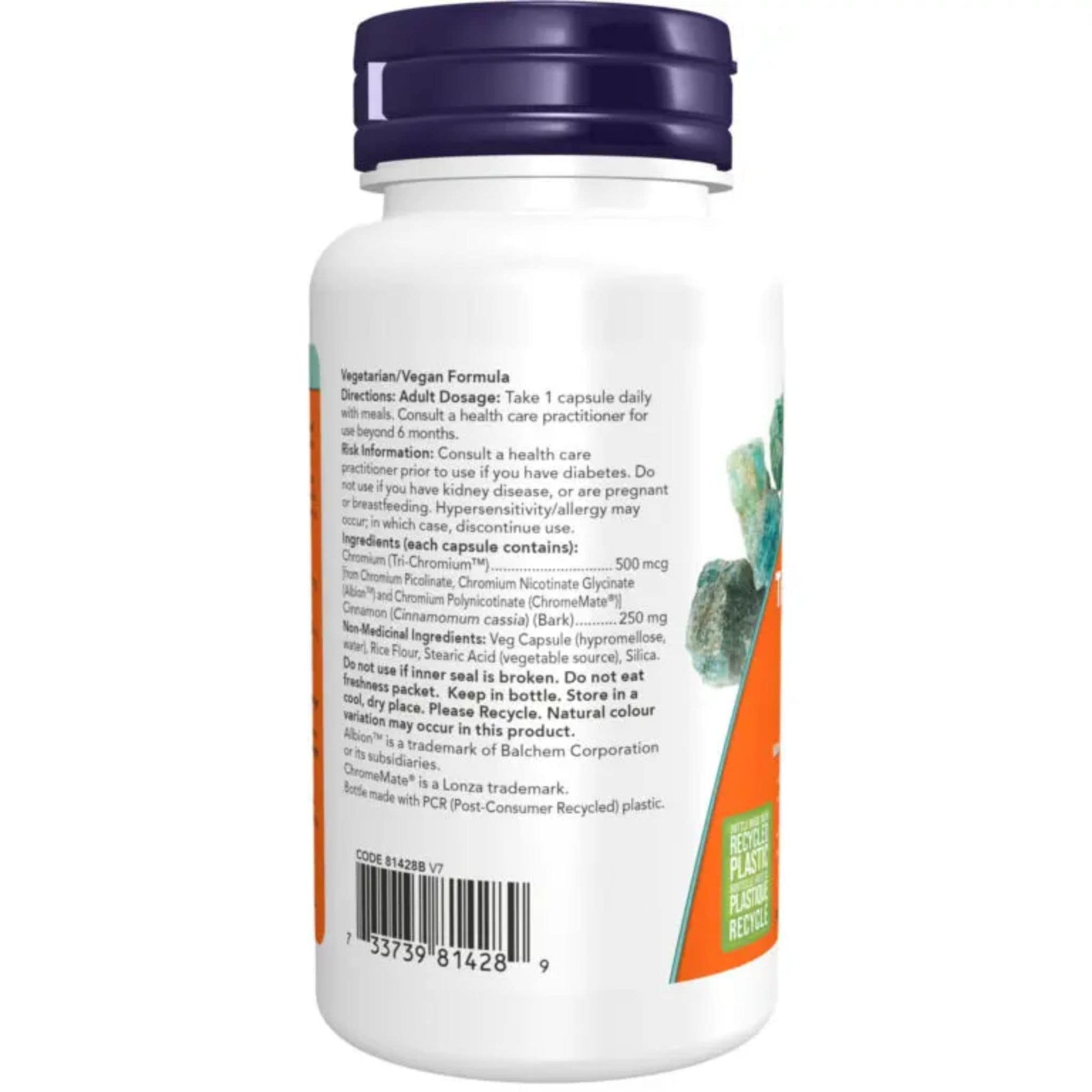 90 Vegetable Capsules | NOW Tri-Chromium 500 mcg WIth Cinnamon Bark