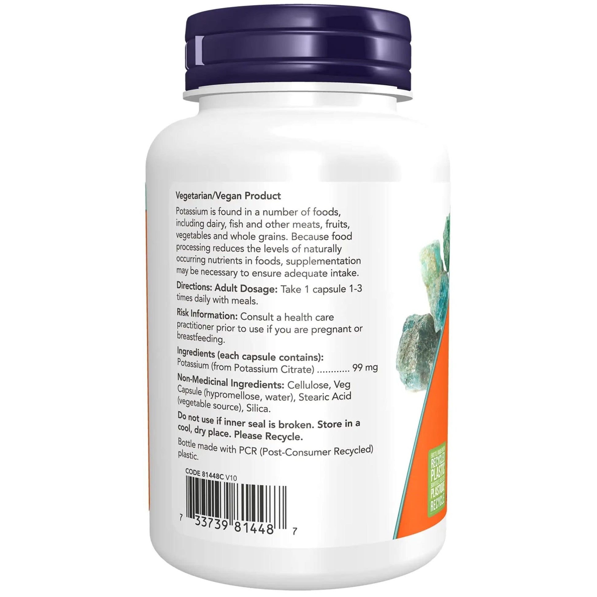 180 Vegetable Capsules | NOW Potassium Citrate 99 mg