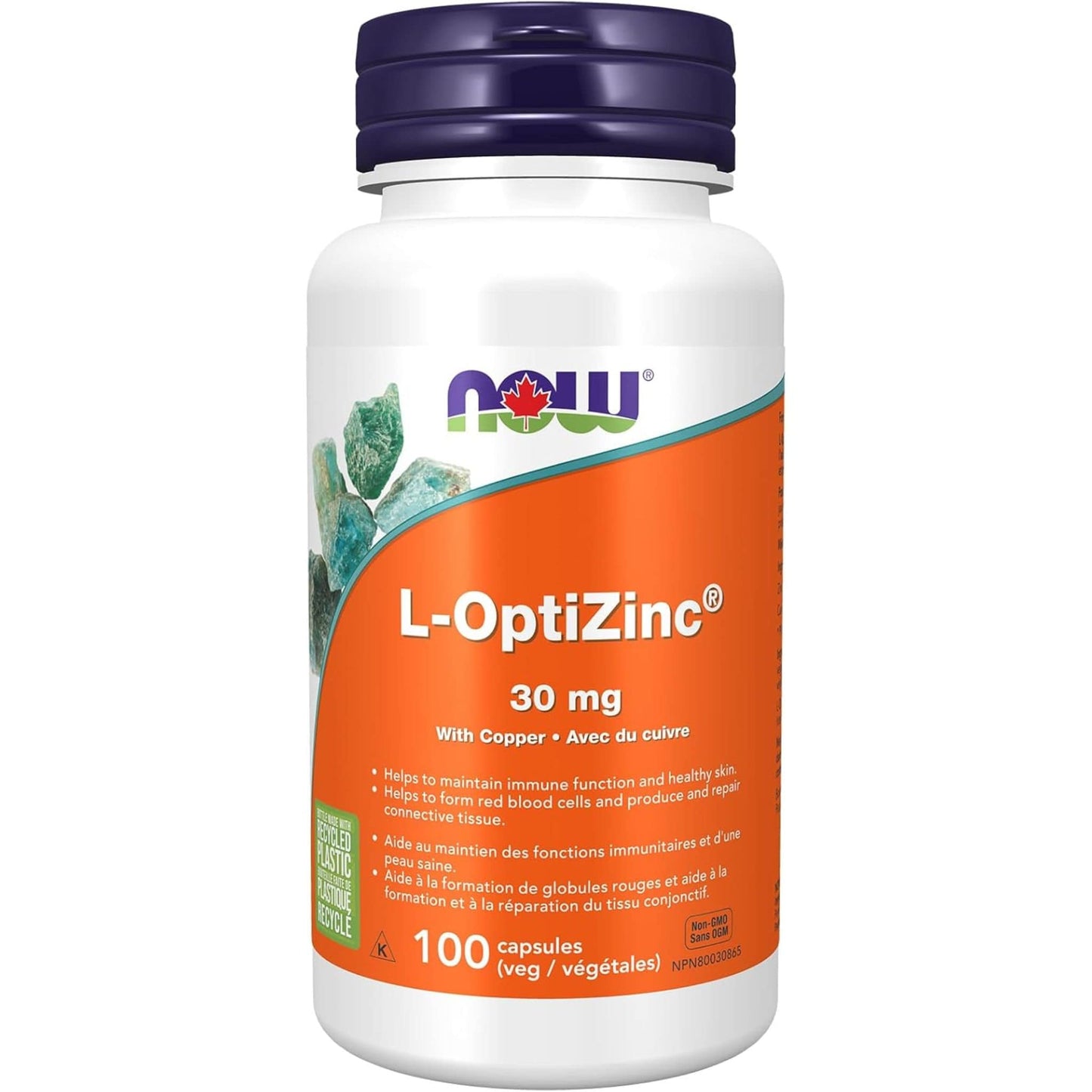 100 Vegetable Capsules | NOW L-OptiZinc 30 mg with Copper