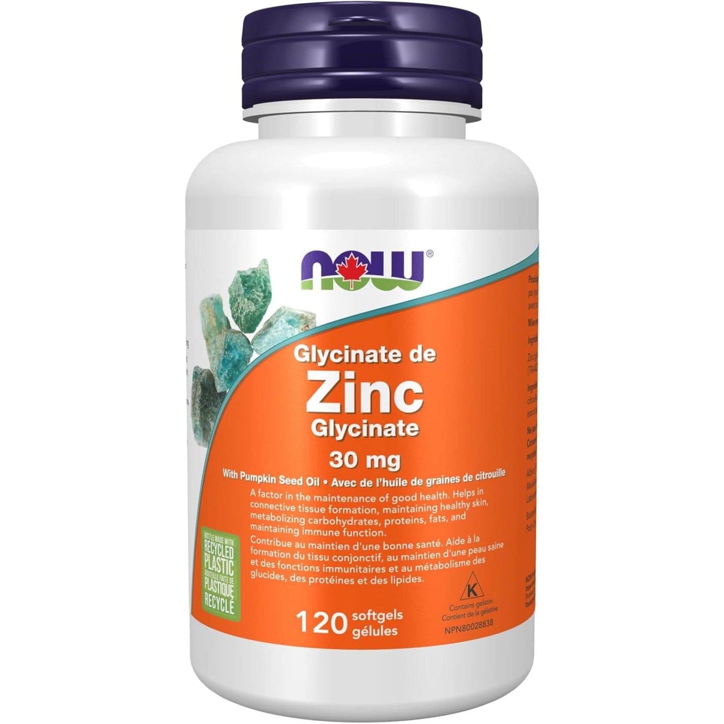 120 Softgels | NOW Zinc Glycinate 30 mg With Pumpkin Seed Oil