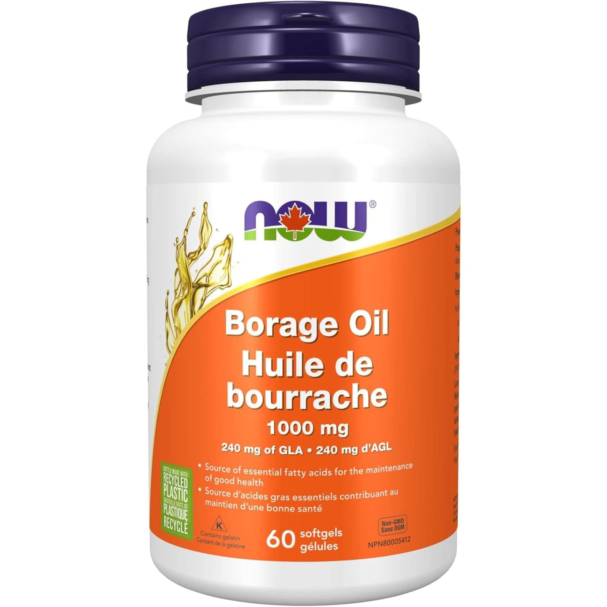 60 Softgels | NOW Borage Oil 1000 mg, 240 mg of GLA