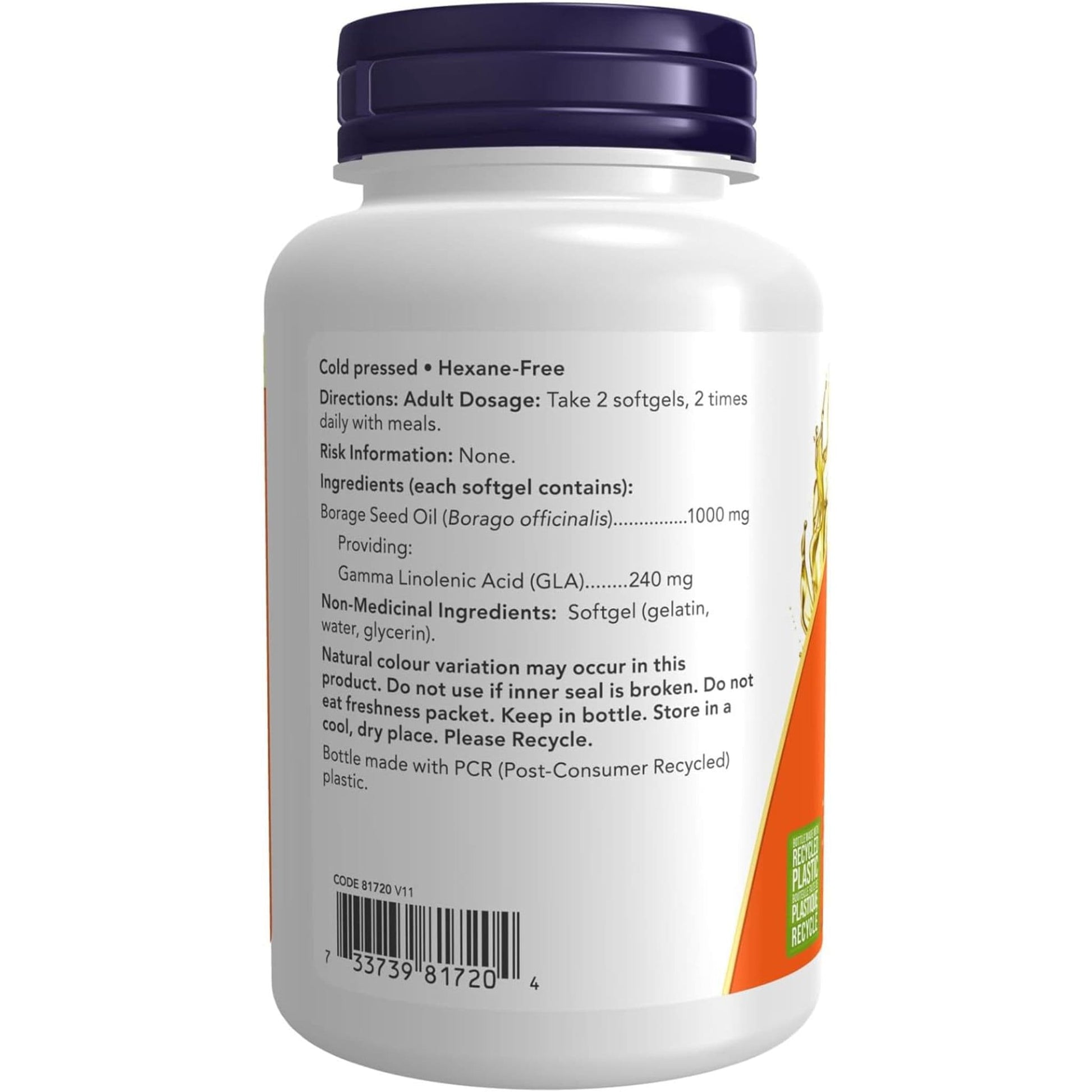 60 Softgels | NOW Borage Oil 1000 mg, 240 mg of GLA