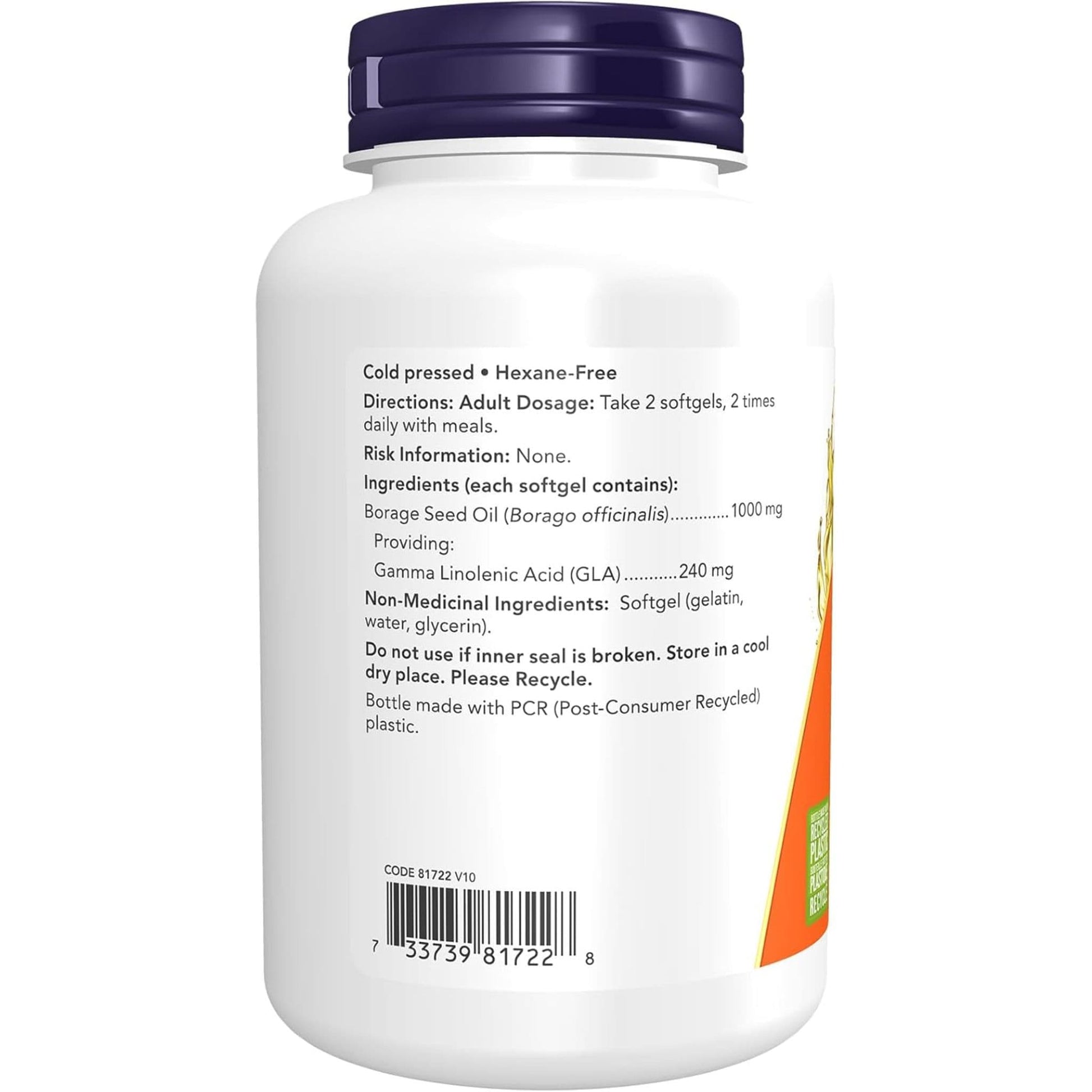 120 Softgels | NOW Borage Oil 1000 mg, 240 mg of GLA