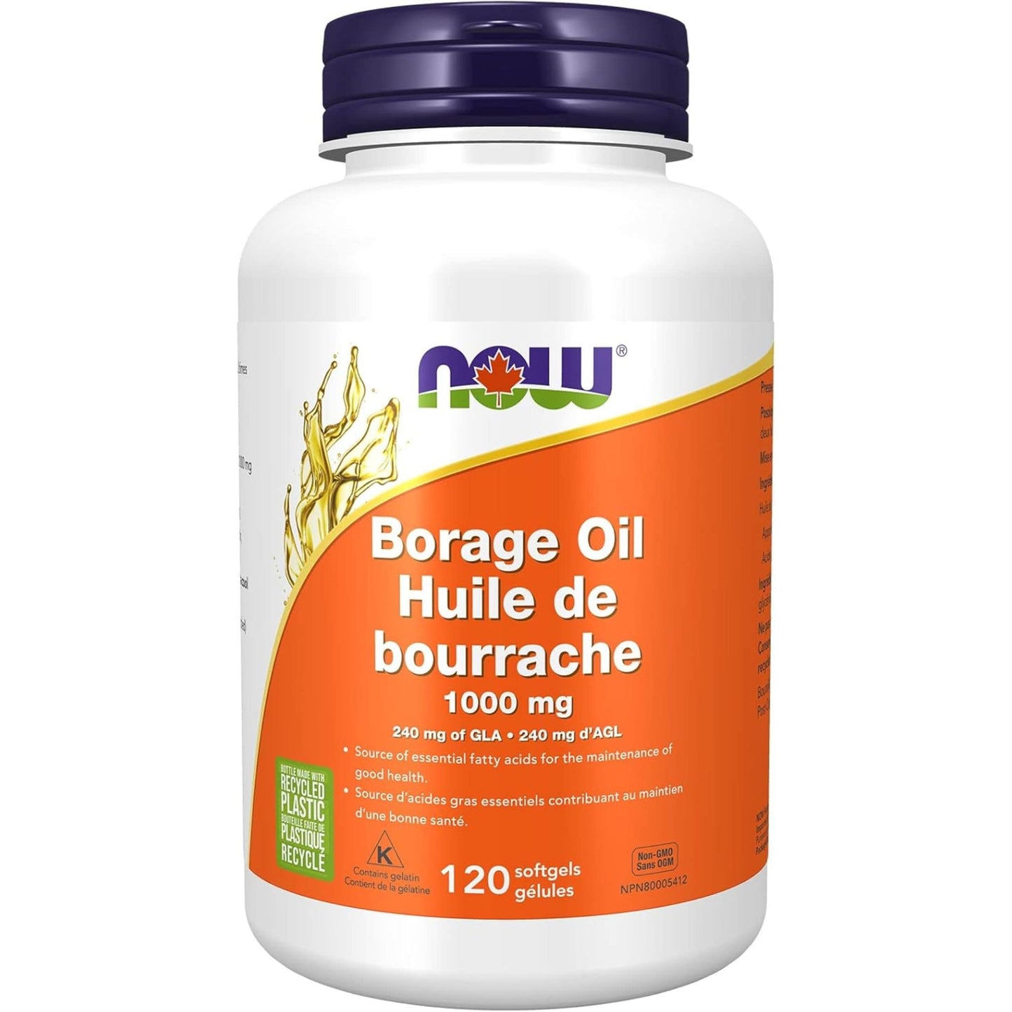 120 Softgels | NOW Borage Oil 1000 mg, 240 mg of GLA