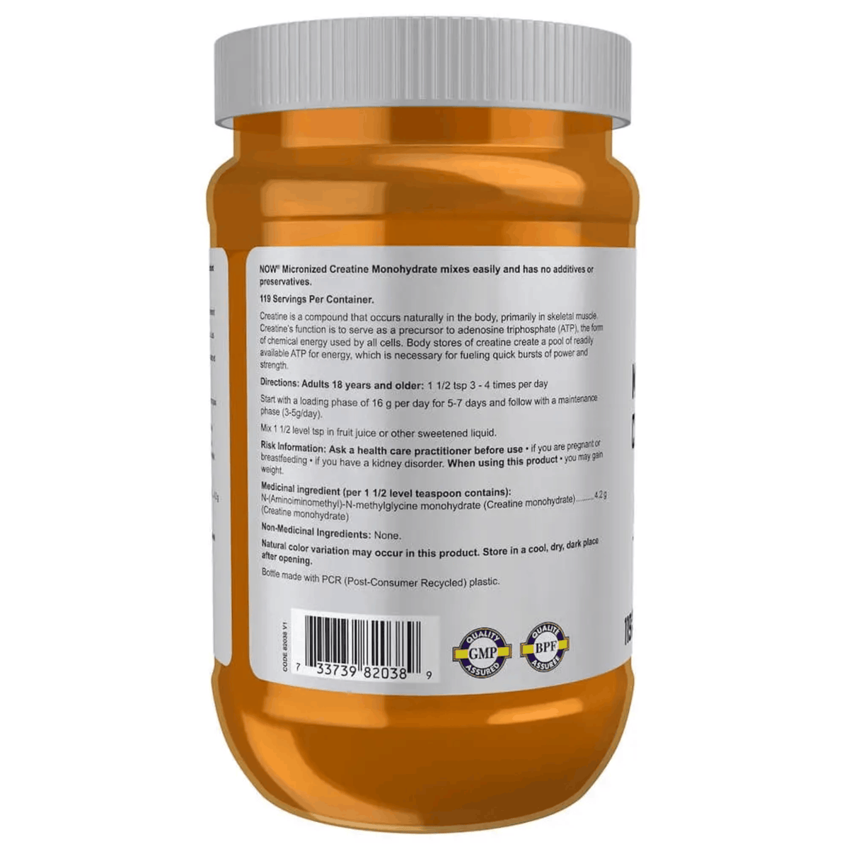 500g Unflavoured | NOW Sports Micronized Creatine Powder